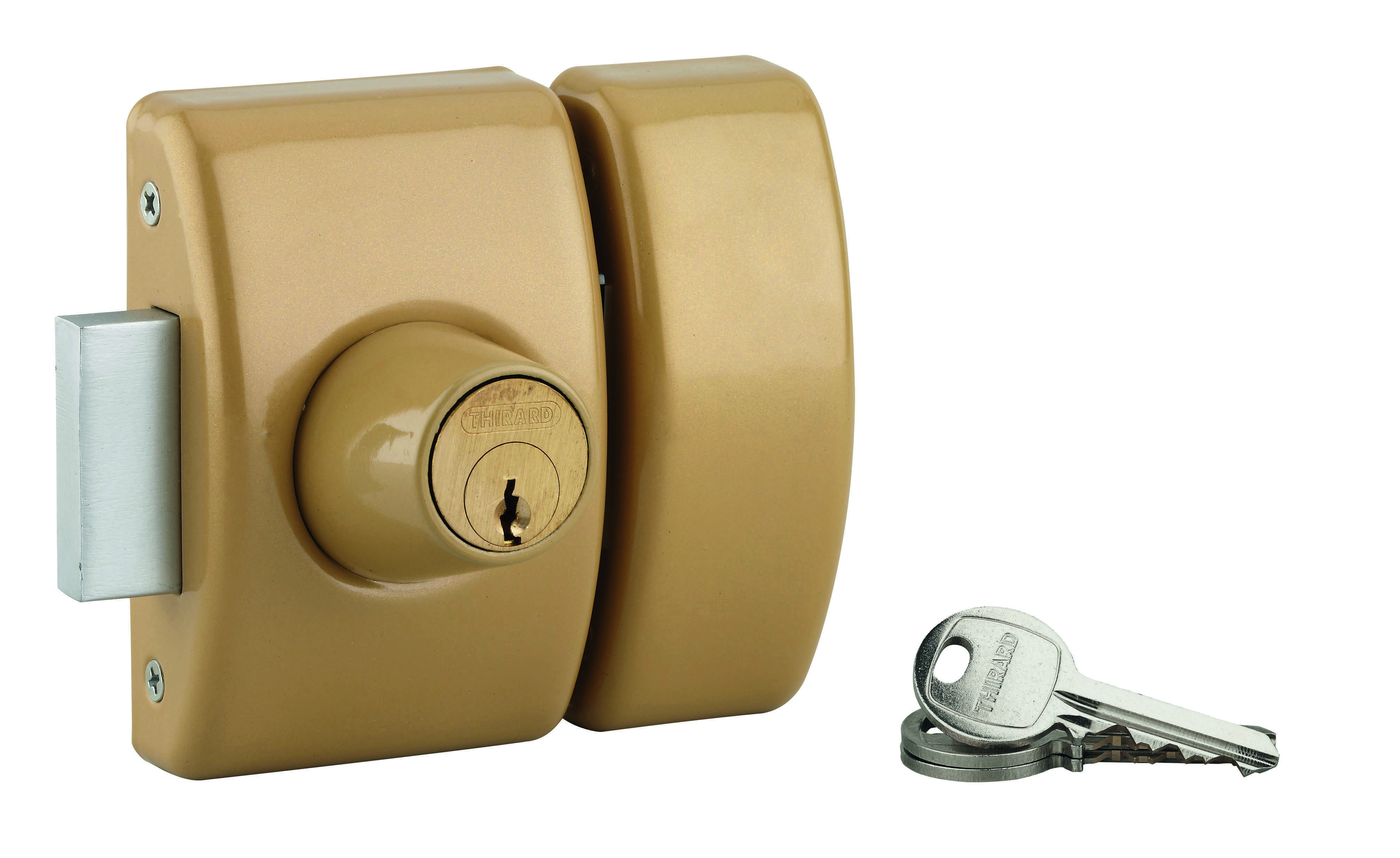 Verrou double entrée Design 5 pour porte d'entrée, cylindre 45mm, acier, 3 clés, bronze - THIRARD