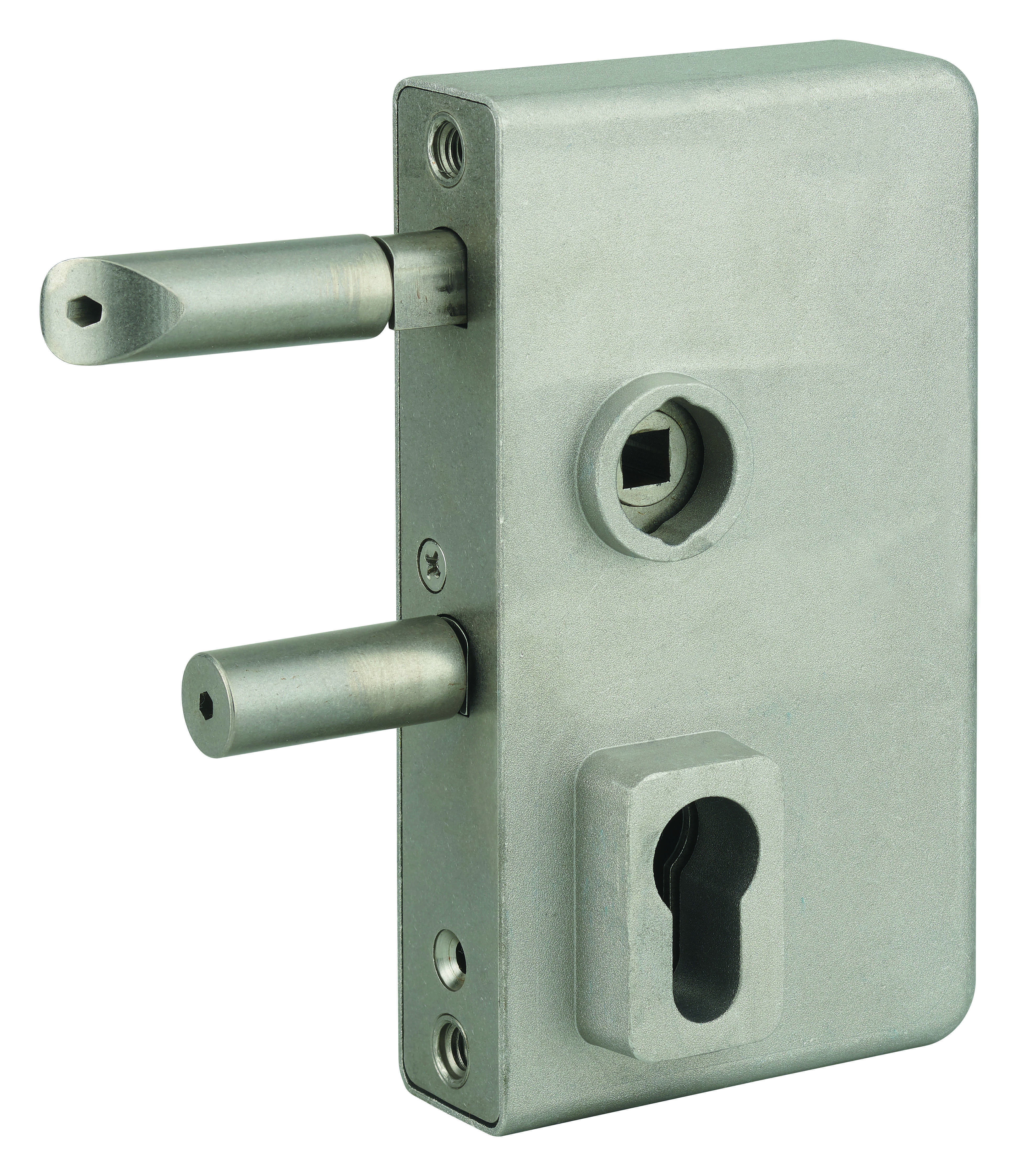 BOITIER SERRURE APPLIQUE POUR PORTAIL - FINITION ALU