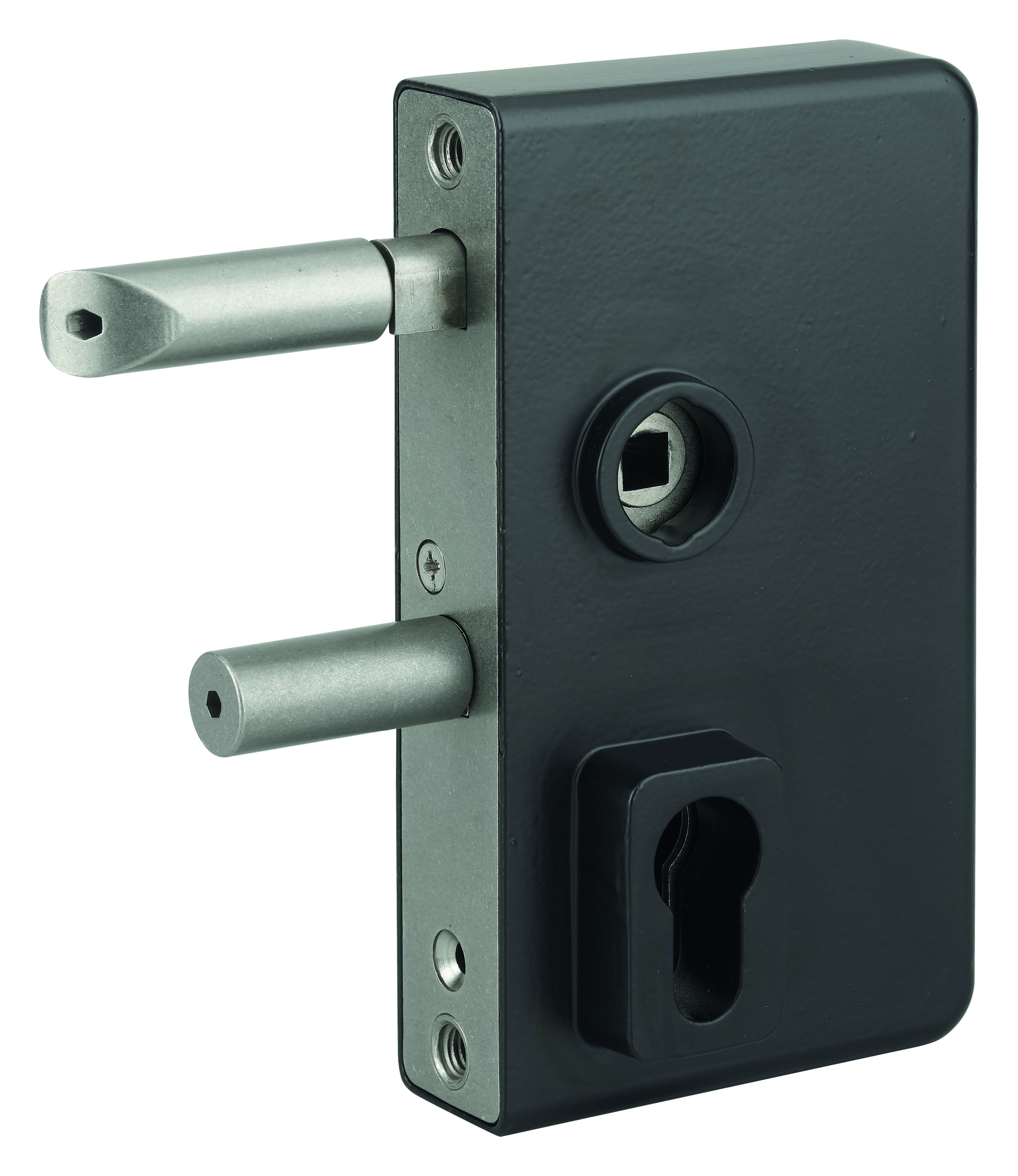 BOITIER SERRURE APPLIQUE POUR PORTAIL - FINITION NOIRE