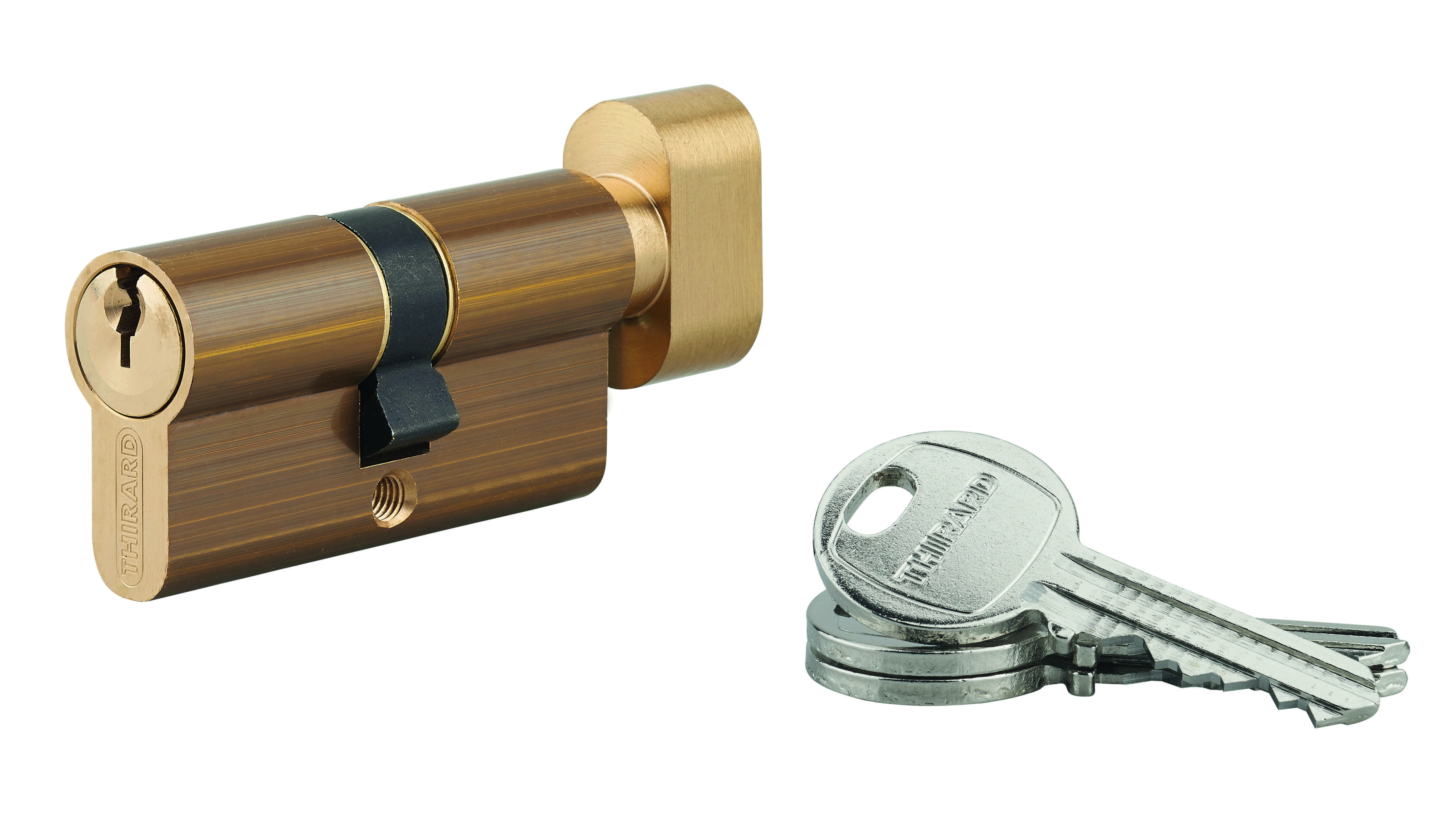 Cylindre HG5 à bouton 30 x 30 mm laiton 3 clés
