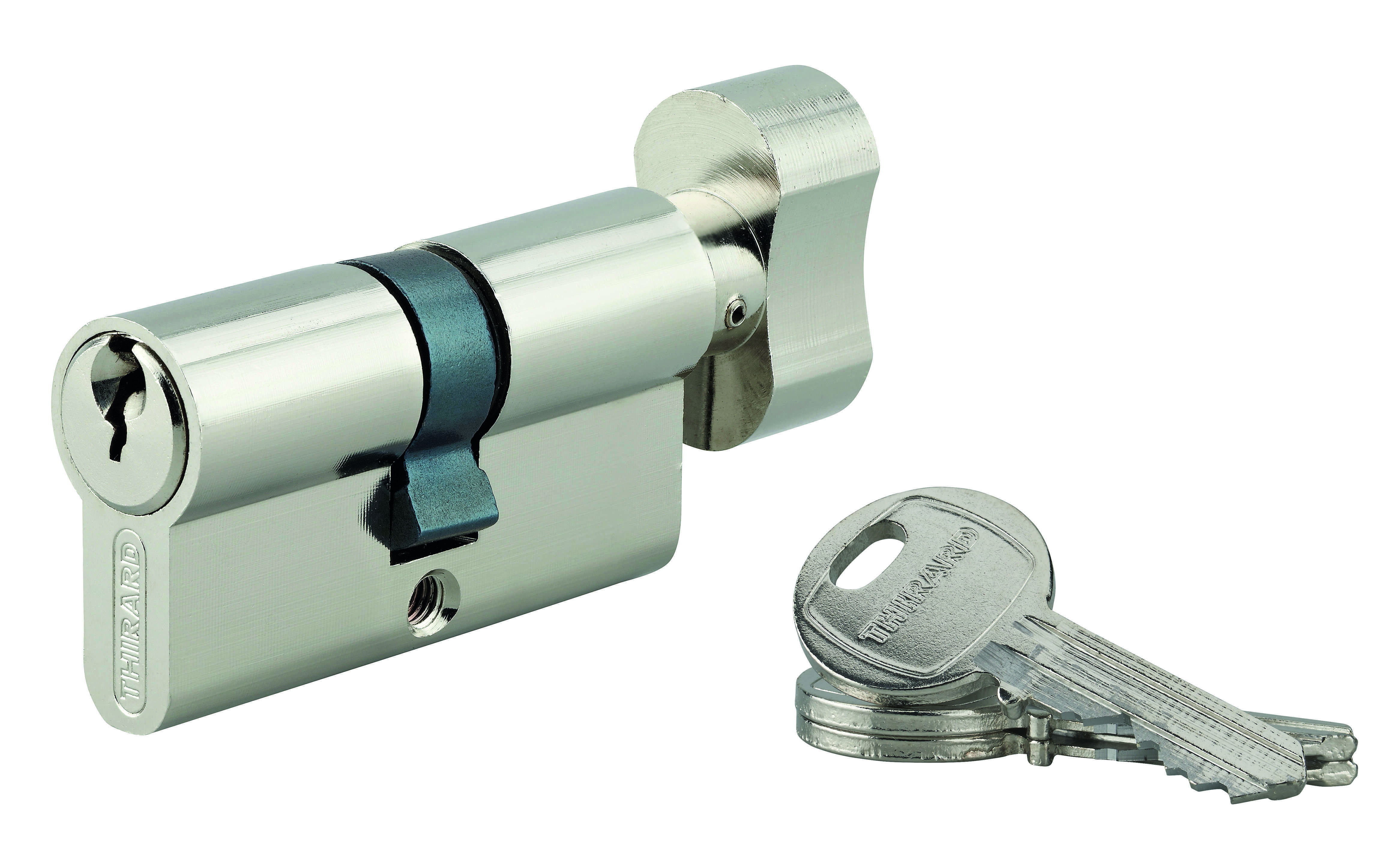 Cylindre de serrure à bouton HG5, anti-arrachement, 30Bx30mm, nickelé, 3 clés - THIRARD