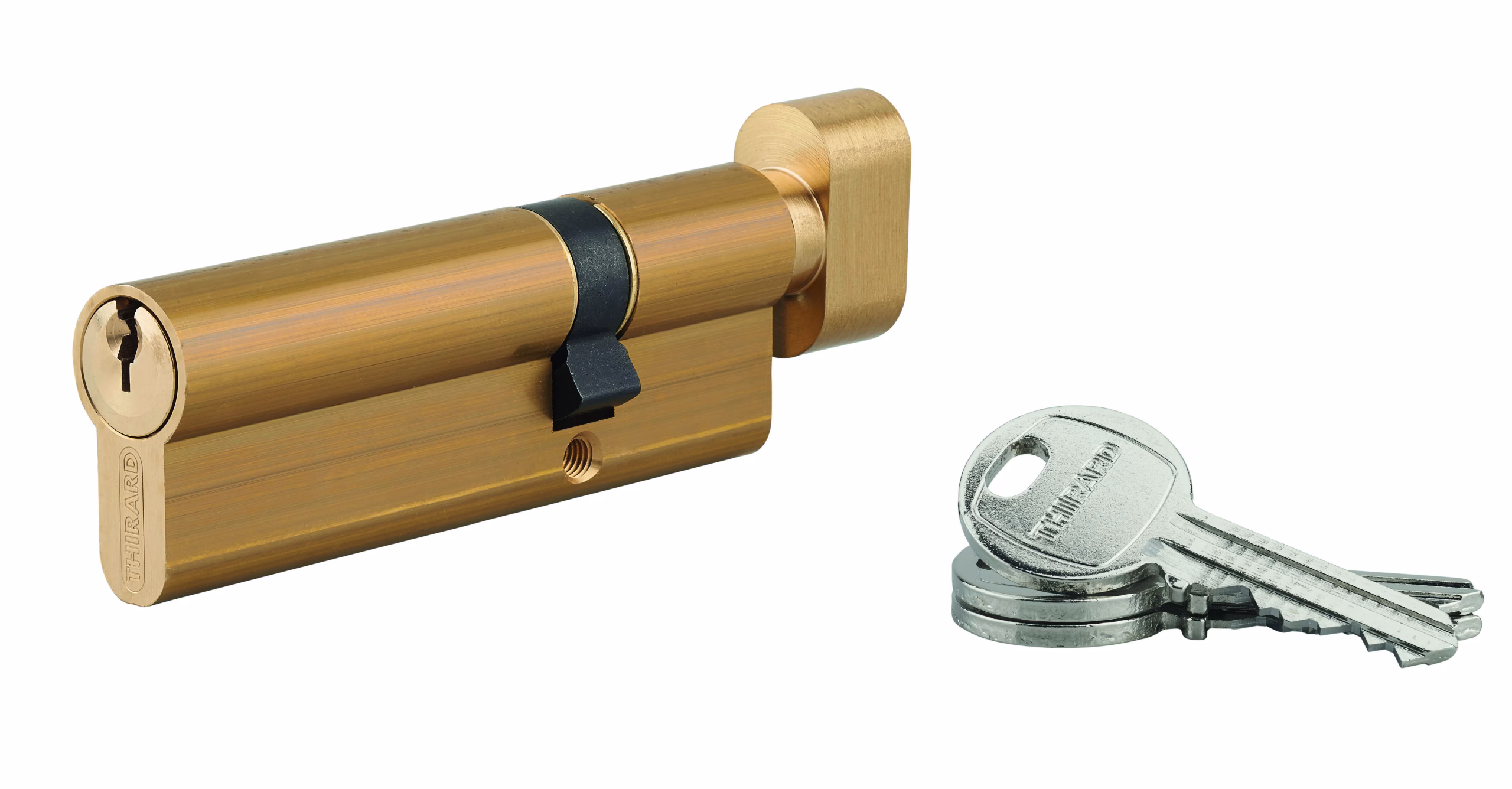 Cylindre HG5 à bouton 30b x 60 mm, laiton, 3 clés
