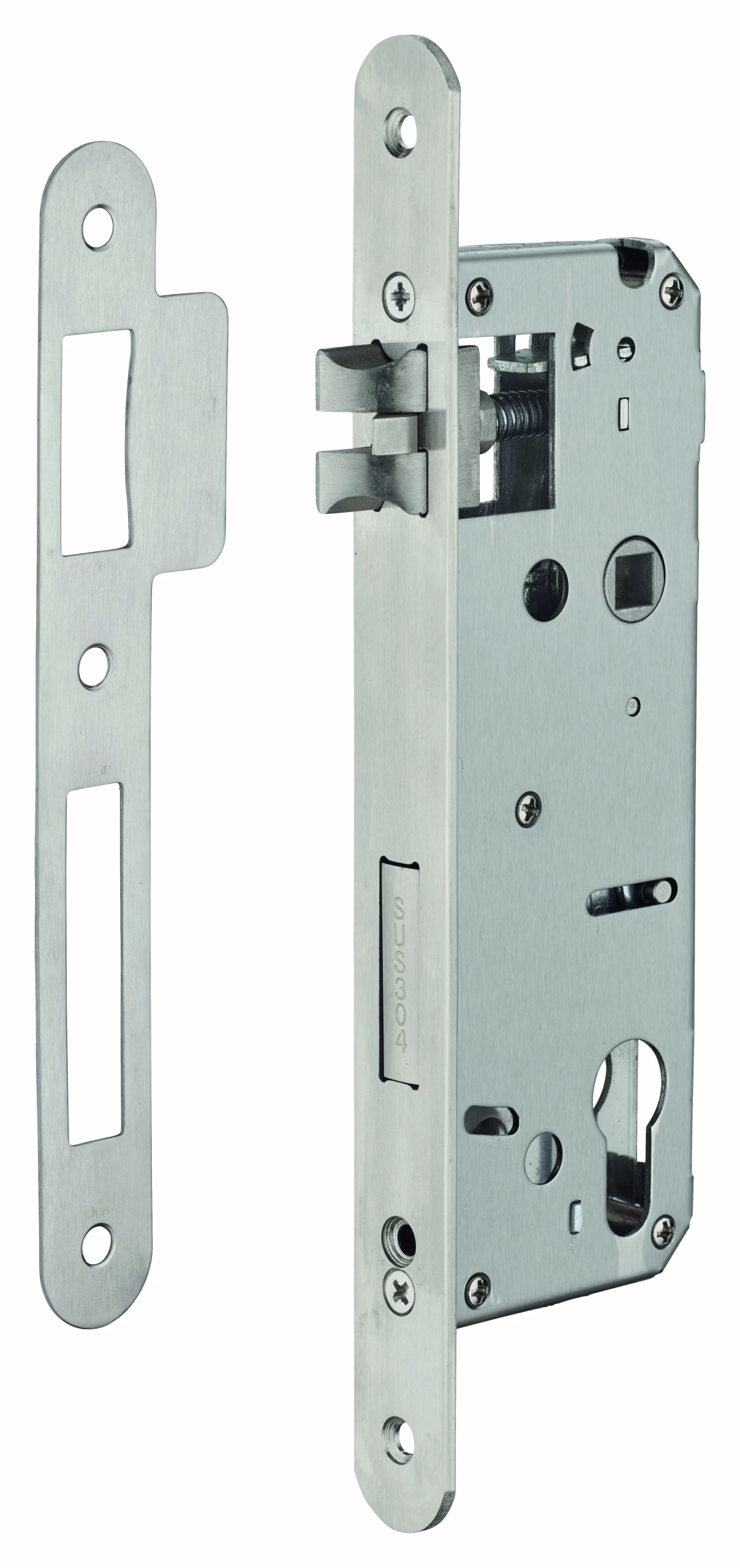 Serrure encast. Intelock trou cylindre pour poignées connectées, inox, axe45mm, entr'axes85mm, carré8, BR - INTELOCK