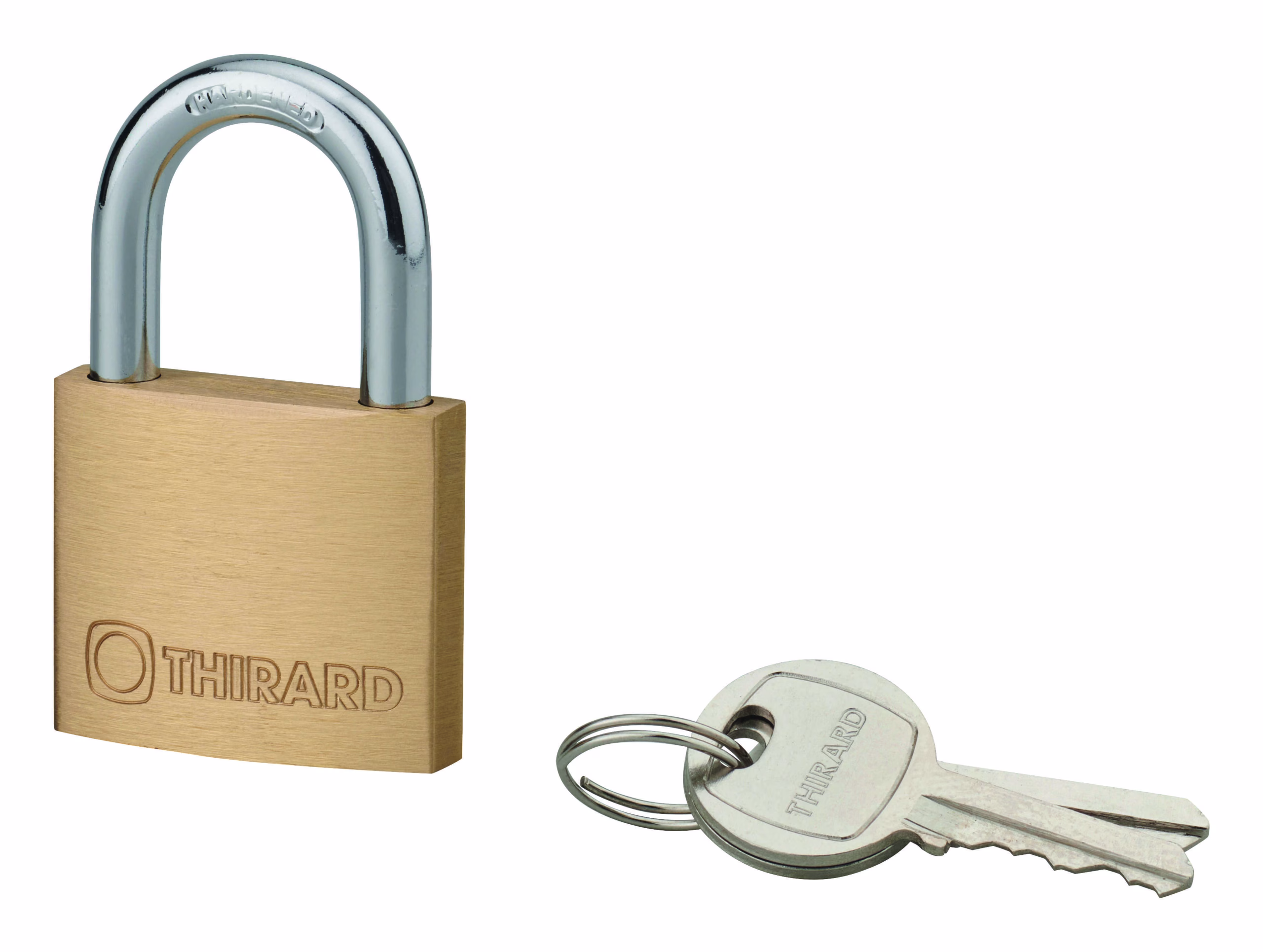 Cadenas à clé Type 1+, laiton, intérieur, anse acier, 40mm, 2 clés - THIRARD