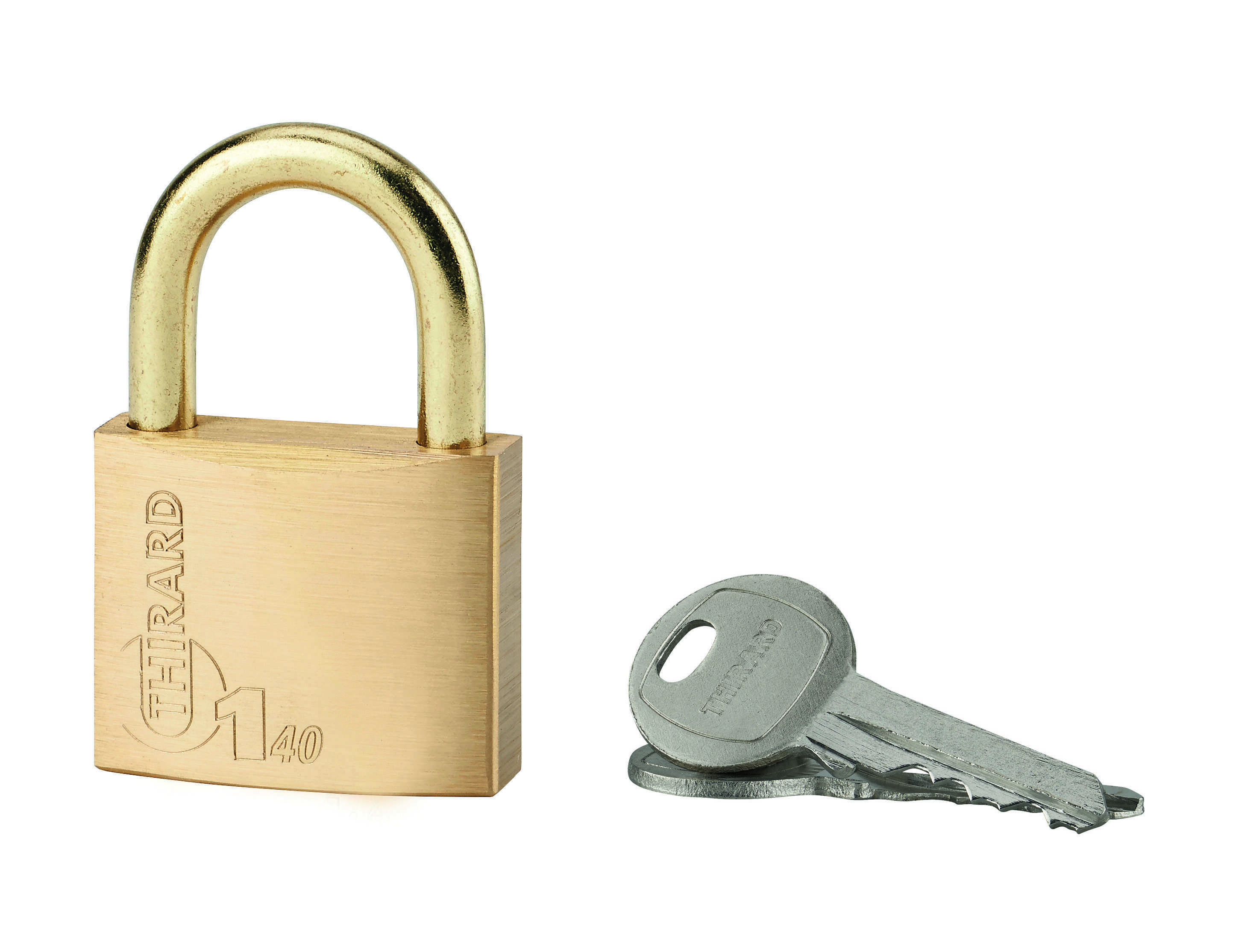 Cadenas à clé Type 1, laiton, extérieur, anse laiton, 40mm, 2 clés - THIRARD