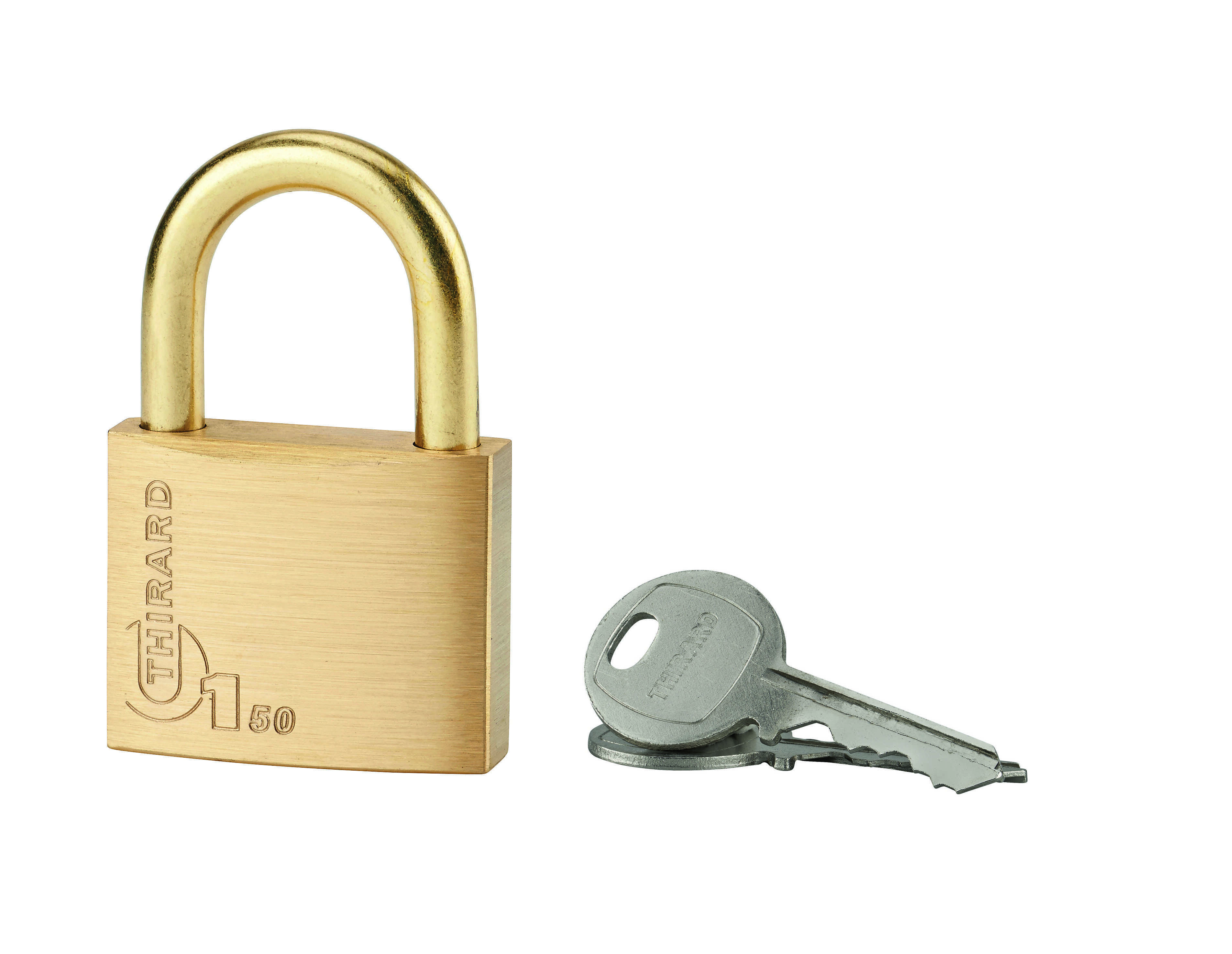 Cadenas à clé Type 1, laiton, extérieur, anse acier, 50mm, 2 clés - THIRARD