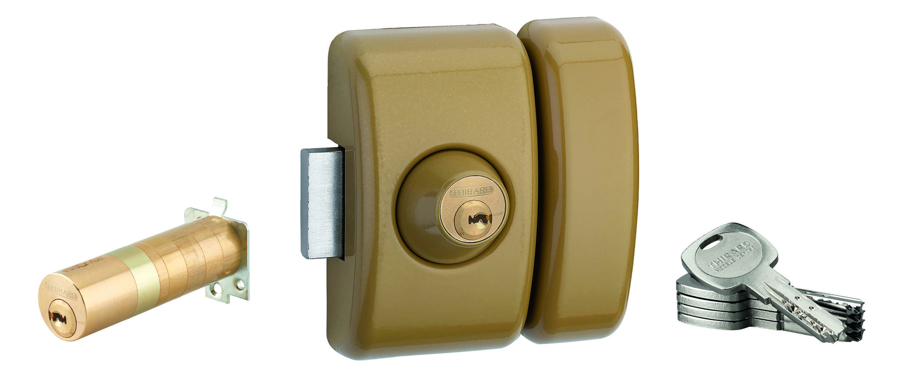 Verrou universel Transit 2 ajustable, double cylindre, bronze, 5 clés - THIRARD