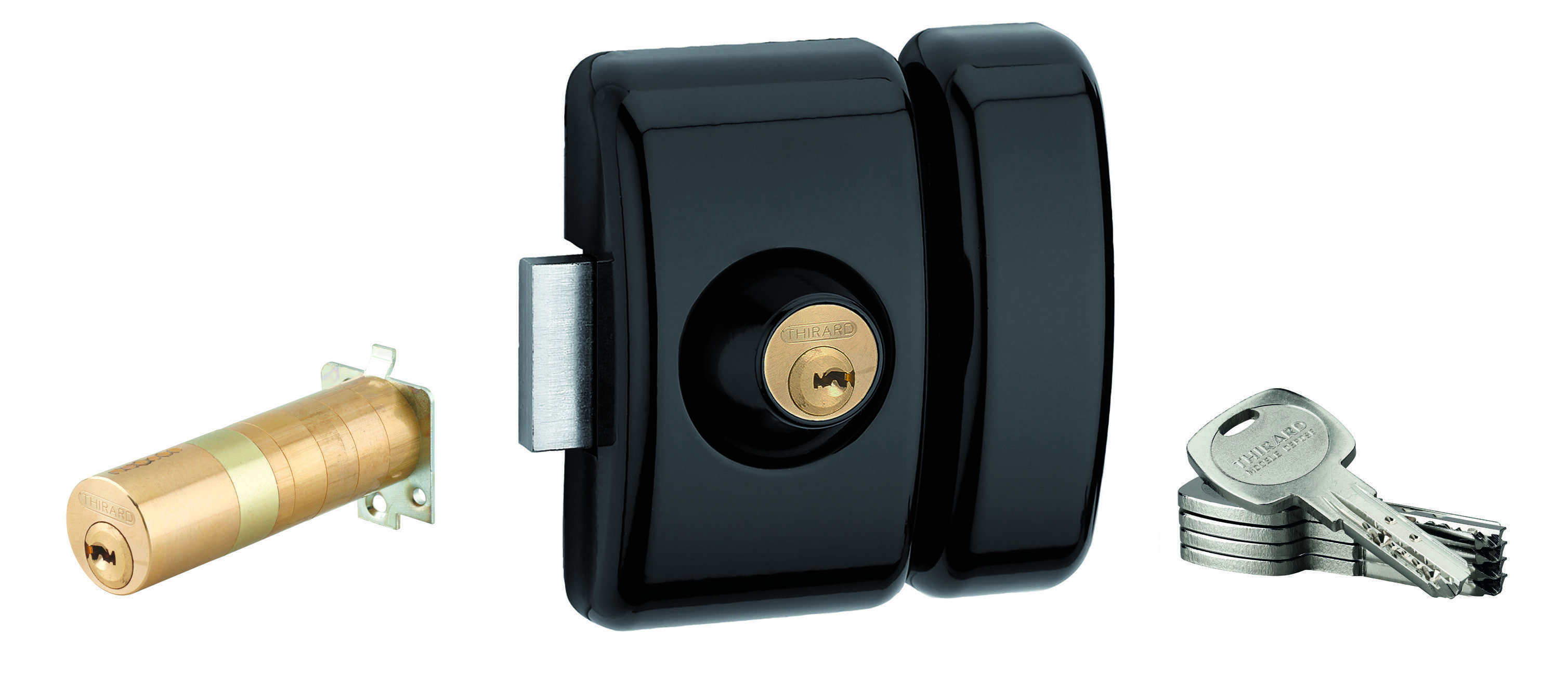 Verrou universel Transit 2 ajustable, double cylindre, noir, 5 clés - THIRARD