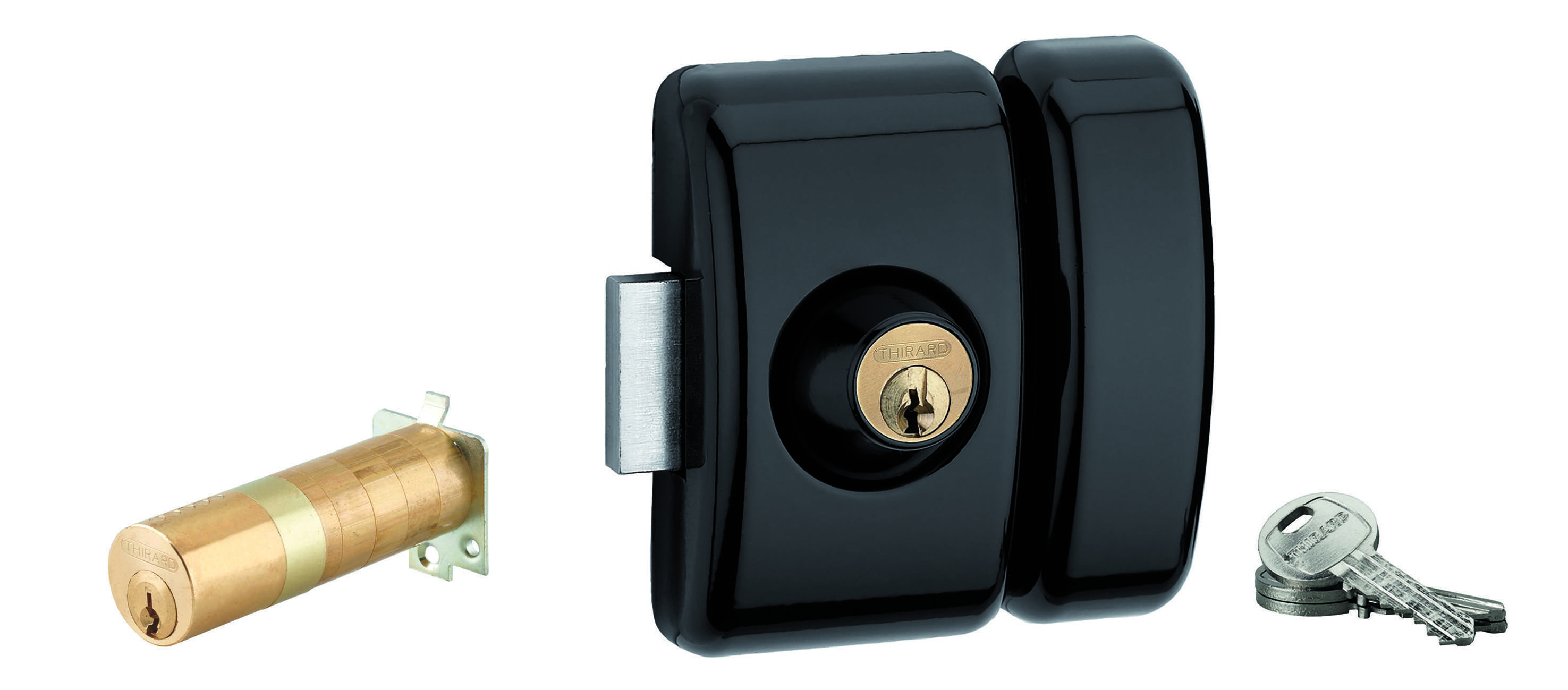 Verrou double entrée Universel ajustable pour entrée, HG 5, dim. cylindre de 35 à 80mm, acier, 5 clés, epoxy noir  - THIRARD