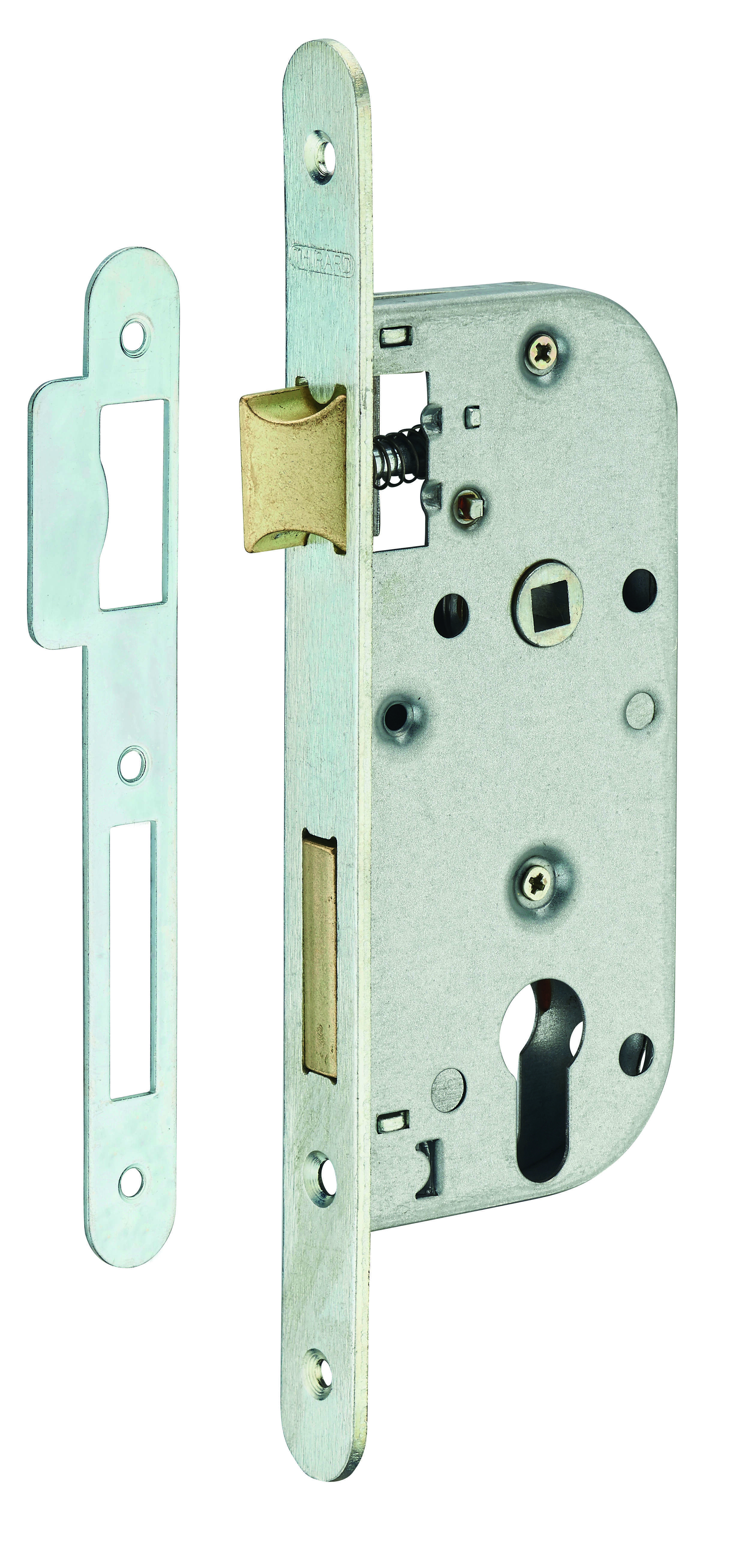 Boitier de serrure encastrable à cylindre pour porte d'entrée, axe 40mm, bouts carrés, zingué - THIRARD