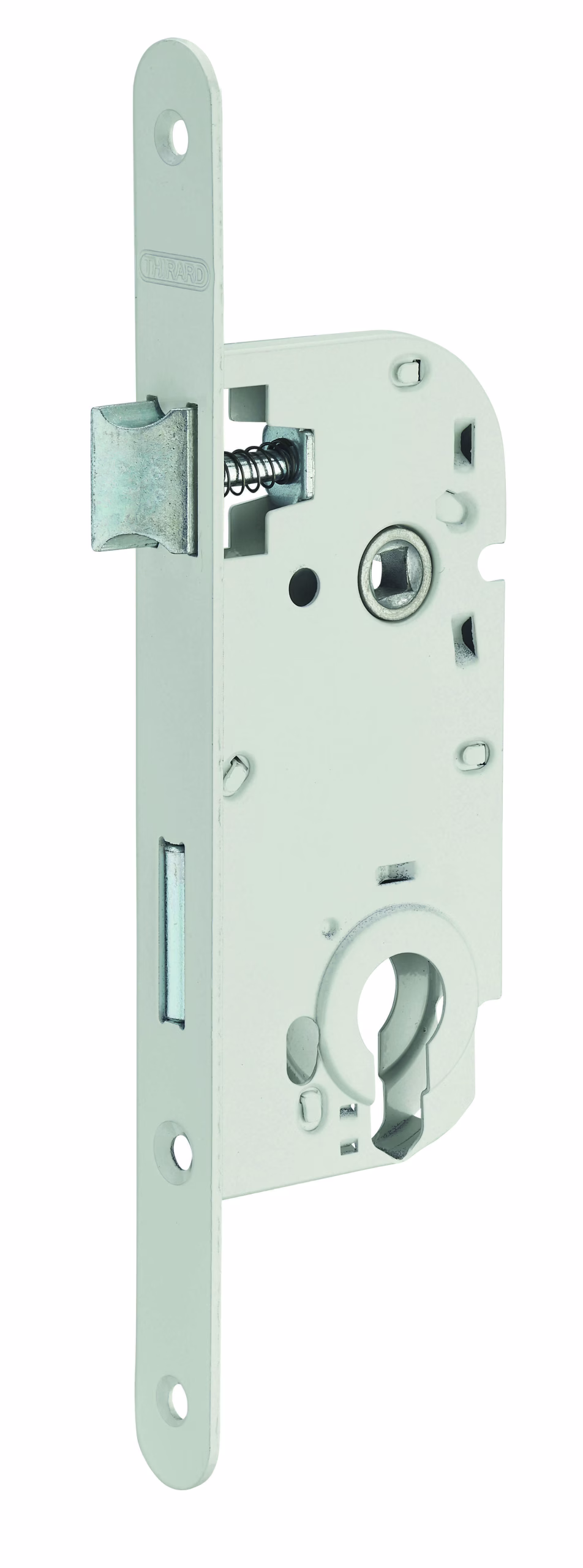 Lot de 50 boitiers de serrure encastrable à cylindre pour porte d'entrée, axe 40mm, bouts ronds, blanc - THIRARD