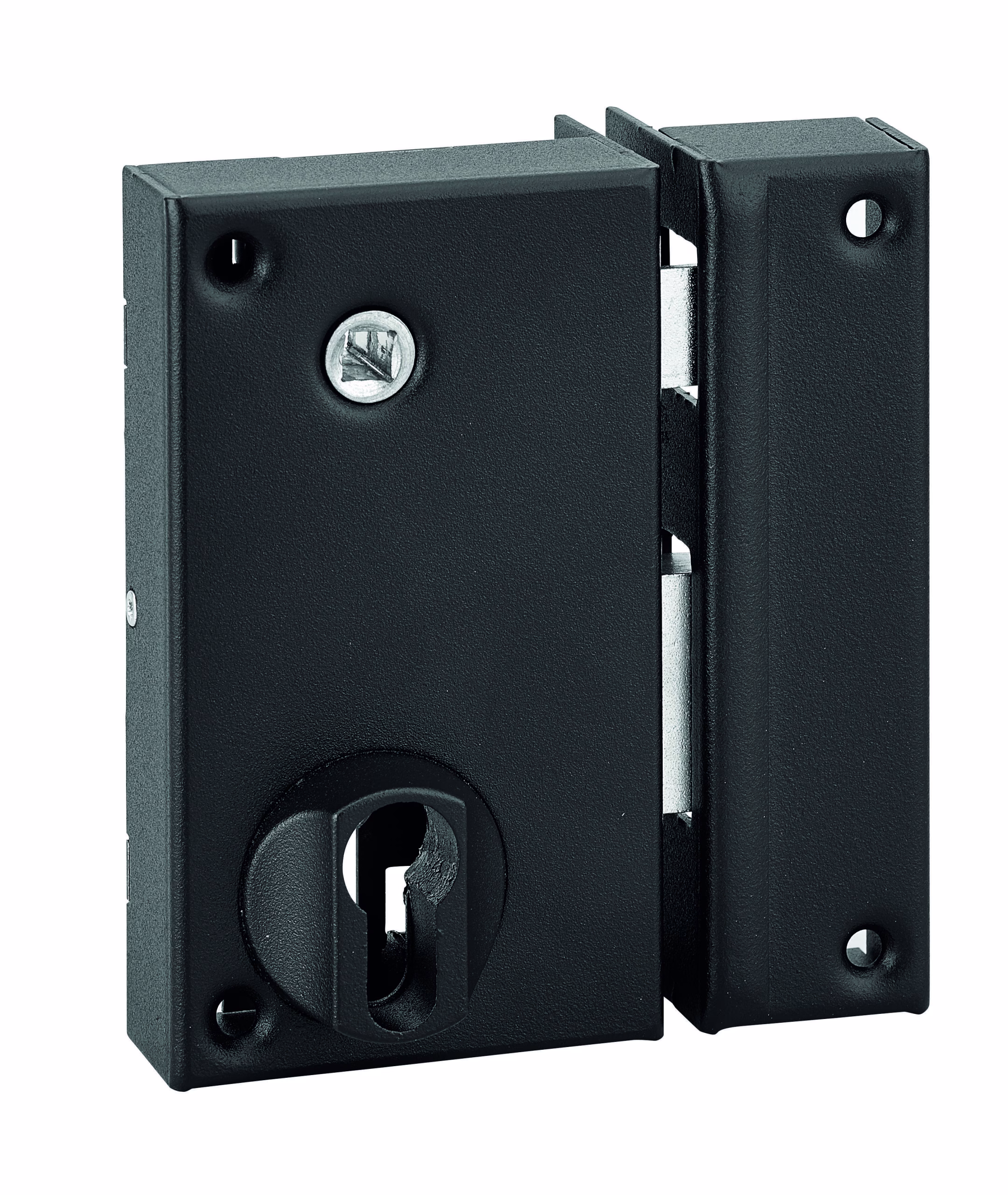 Boitier de serrure verticale en applique double entrée à fouillot pour entrée, axe 45mm, droite, 75x130mm, noir - THIRARD