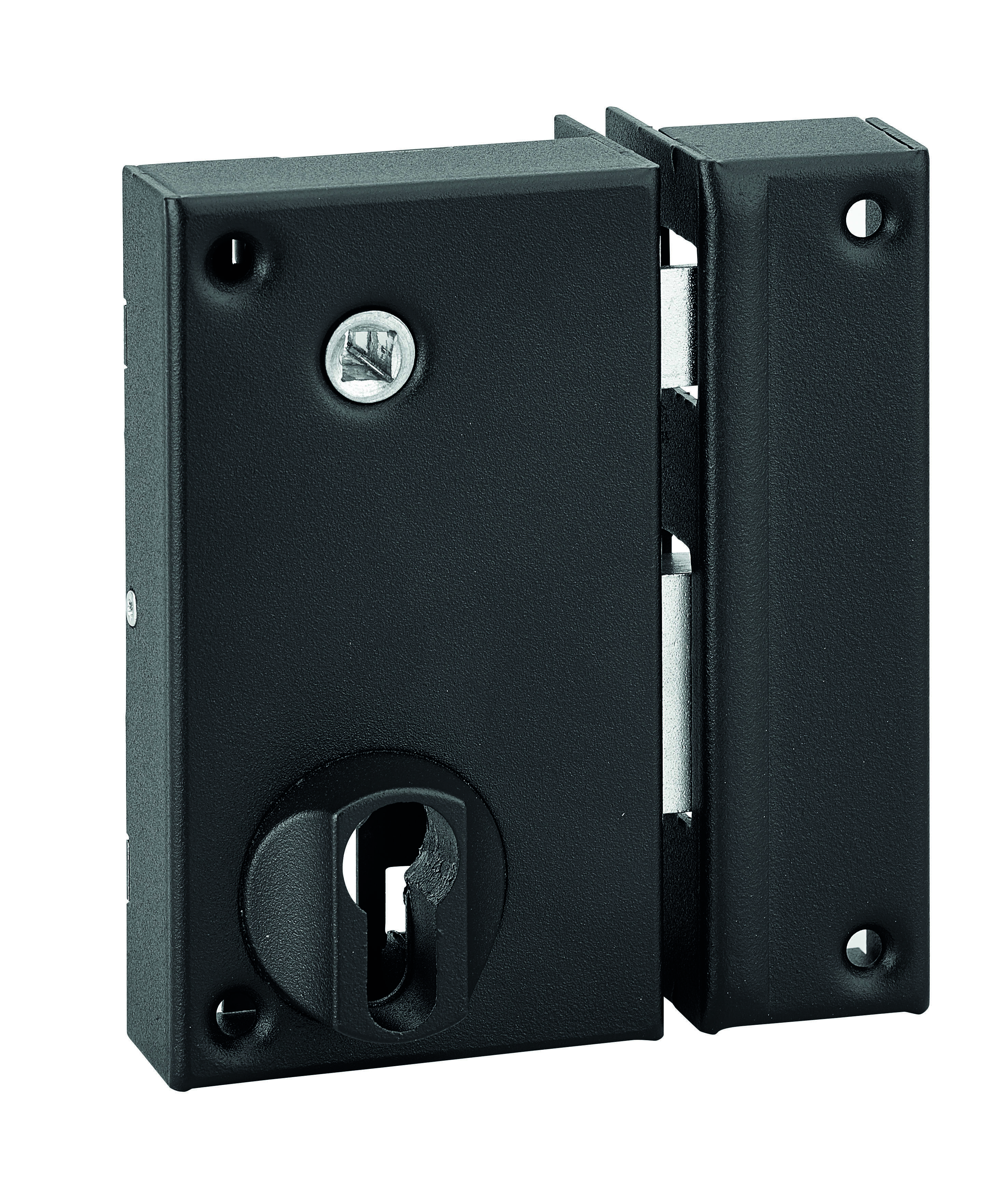 Boitier de serrure verticale en applique double entrée à fouillot pour entrée, axe 45mm, droite, 75x130mm, noir - THIRARD