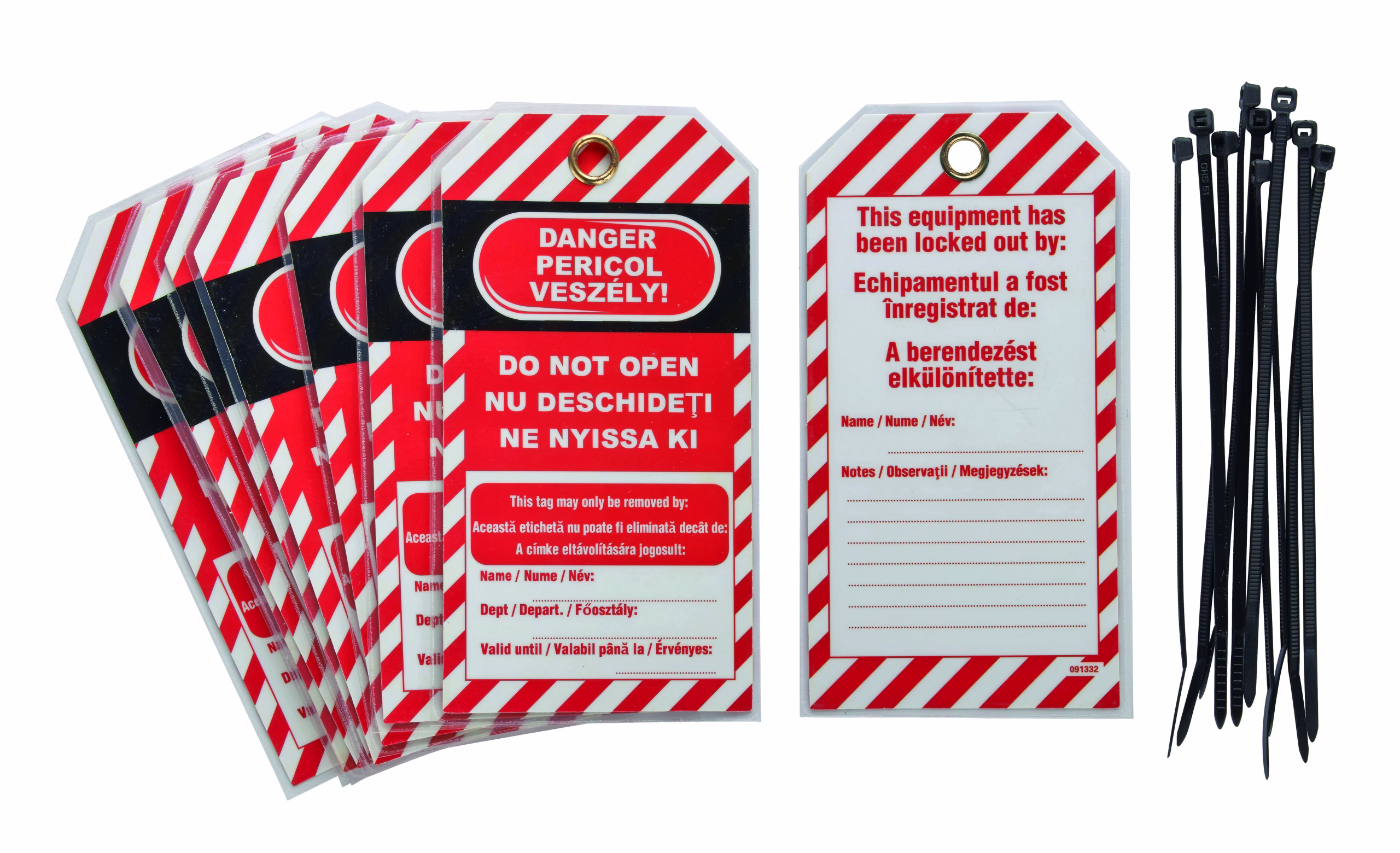 Lot de 10 étiquettes "Danger - Ne Pas Ouvrir", langue GB/RO/HU - THIRARD