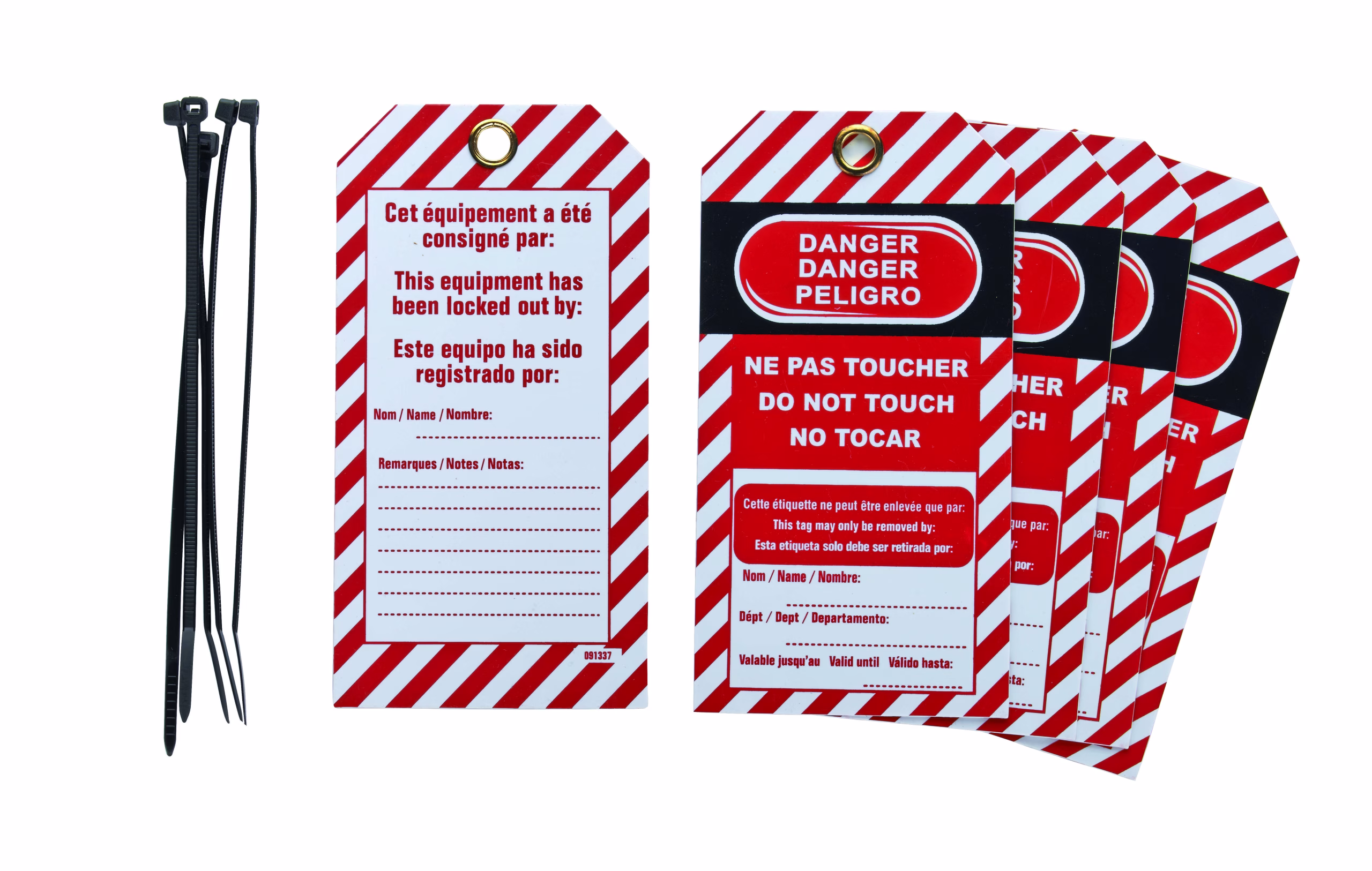 Ensemble de 5 pendentifs en polypropylène : Danger, ne pas toucher
