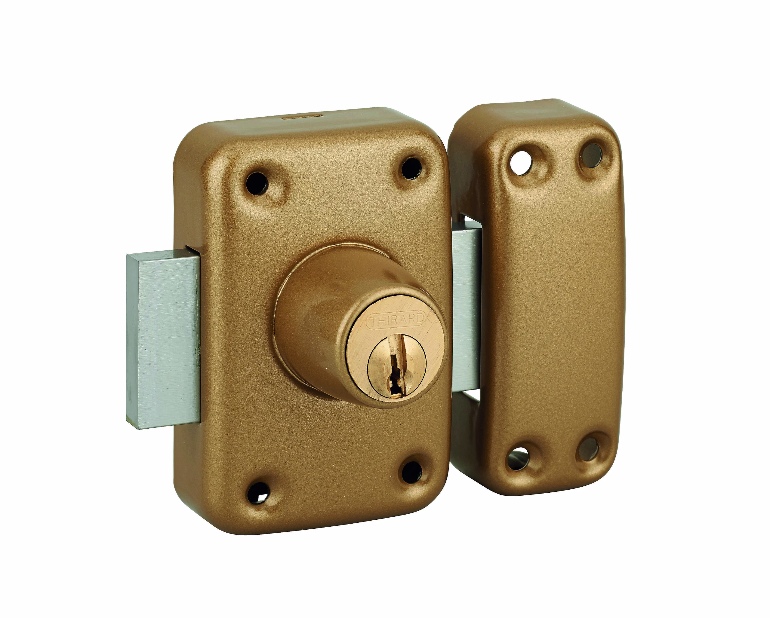 Verrou simple entrée Capital pour porte intérieure, 3 clés, acier, époxy or - THIRARD