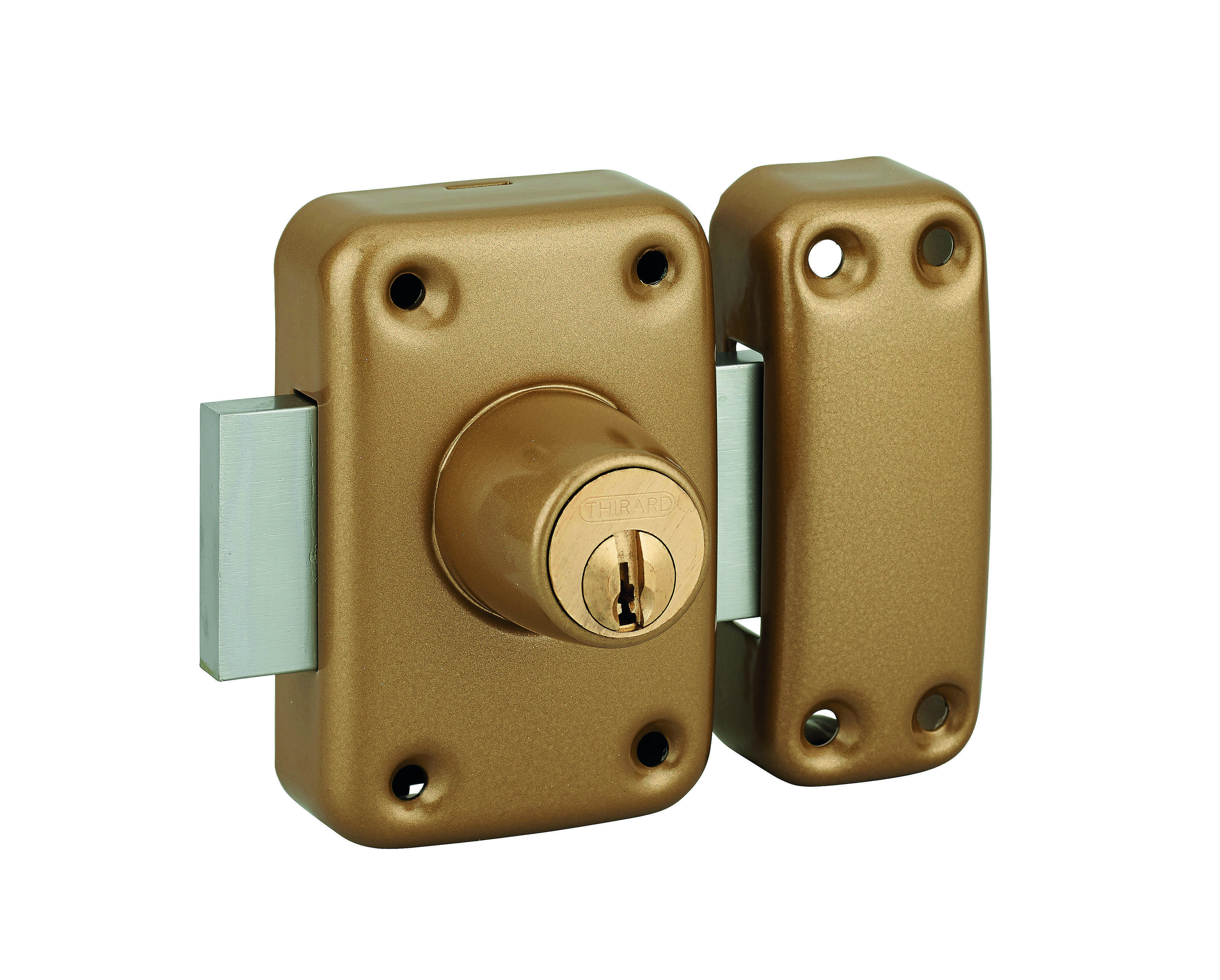 Verrou simple entrée Capital pour porte intérieure, 3 clés, acier, époxy or - THIRARD