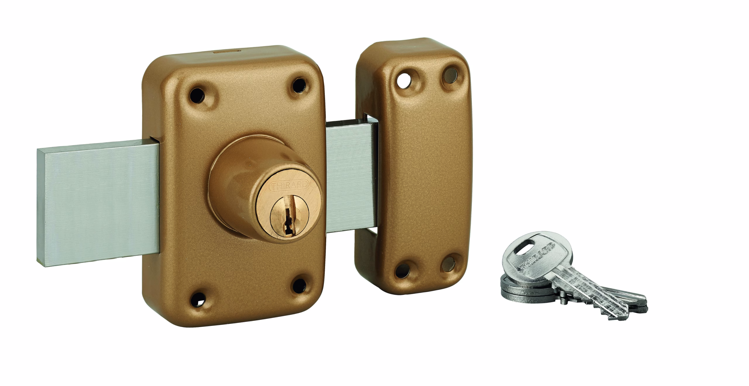 Verrou à double cylindre Capital, 30mm, pêne longueur 160mm, 3 clés - THIRARD