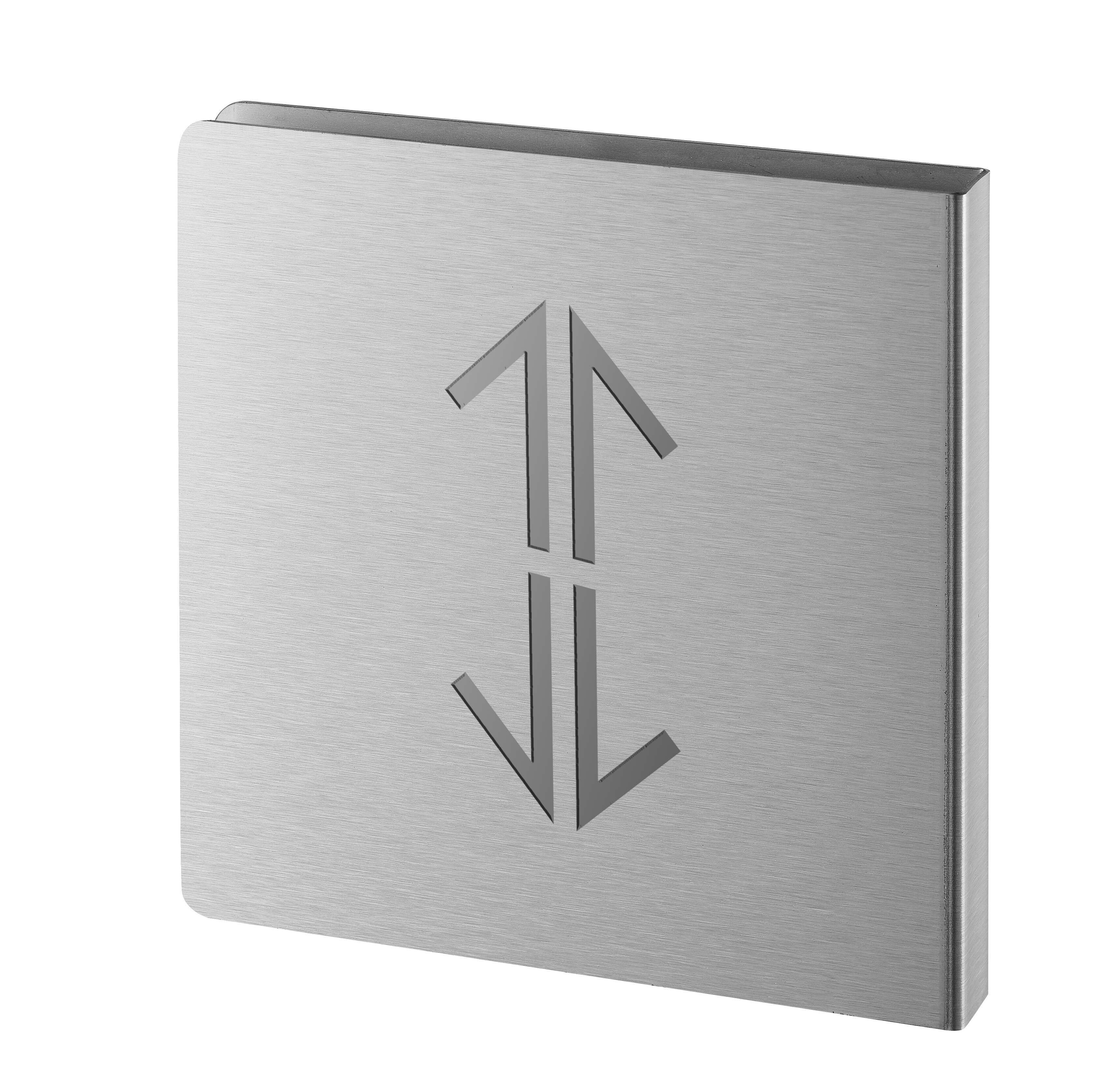 flèches doubles haut bas Découpé inox brossé 120x120 mm