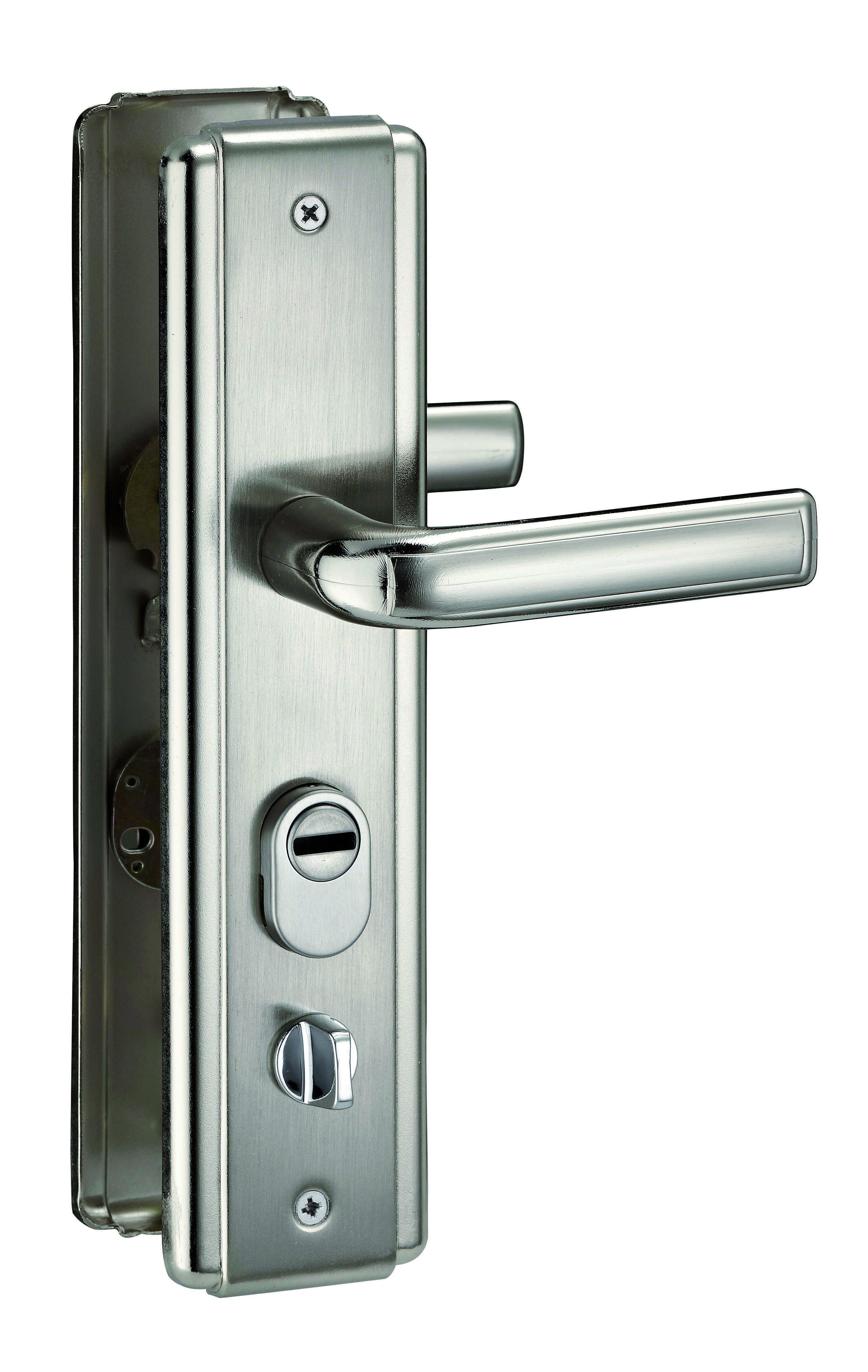Ensemble de poignées de sécurité pour porte d'entrée, ouverture gauchedouble béquille , entr'axes 68mm, anodisé argent - THIRARD