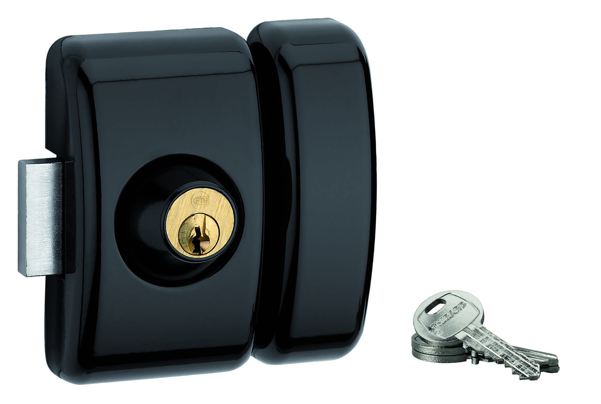 Verrou double entrée Universel pour porte d'entrée, cylindre 45mm, acier, 3 clés, epoxy noir - THIRARD