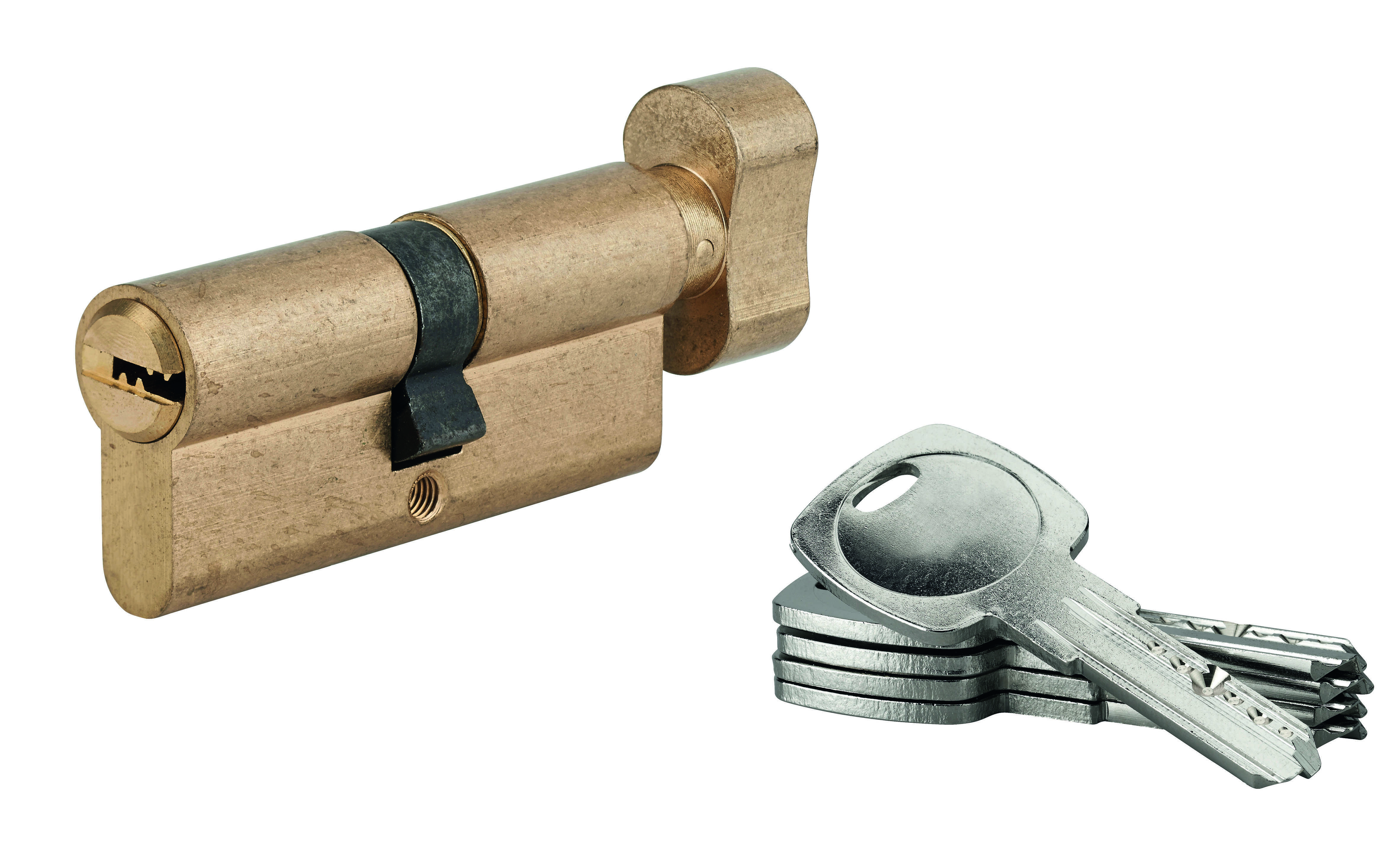 INSERT DE SERRURE AVEC BOUTON 5G G35x35 MM LAITON 5 CLÉS PERCÉES | SP -boîte carton