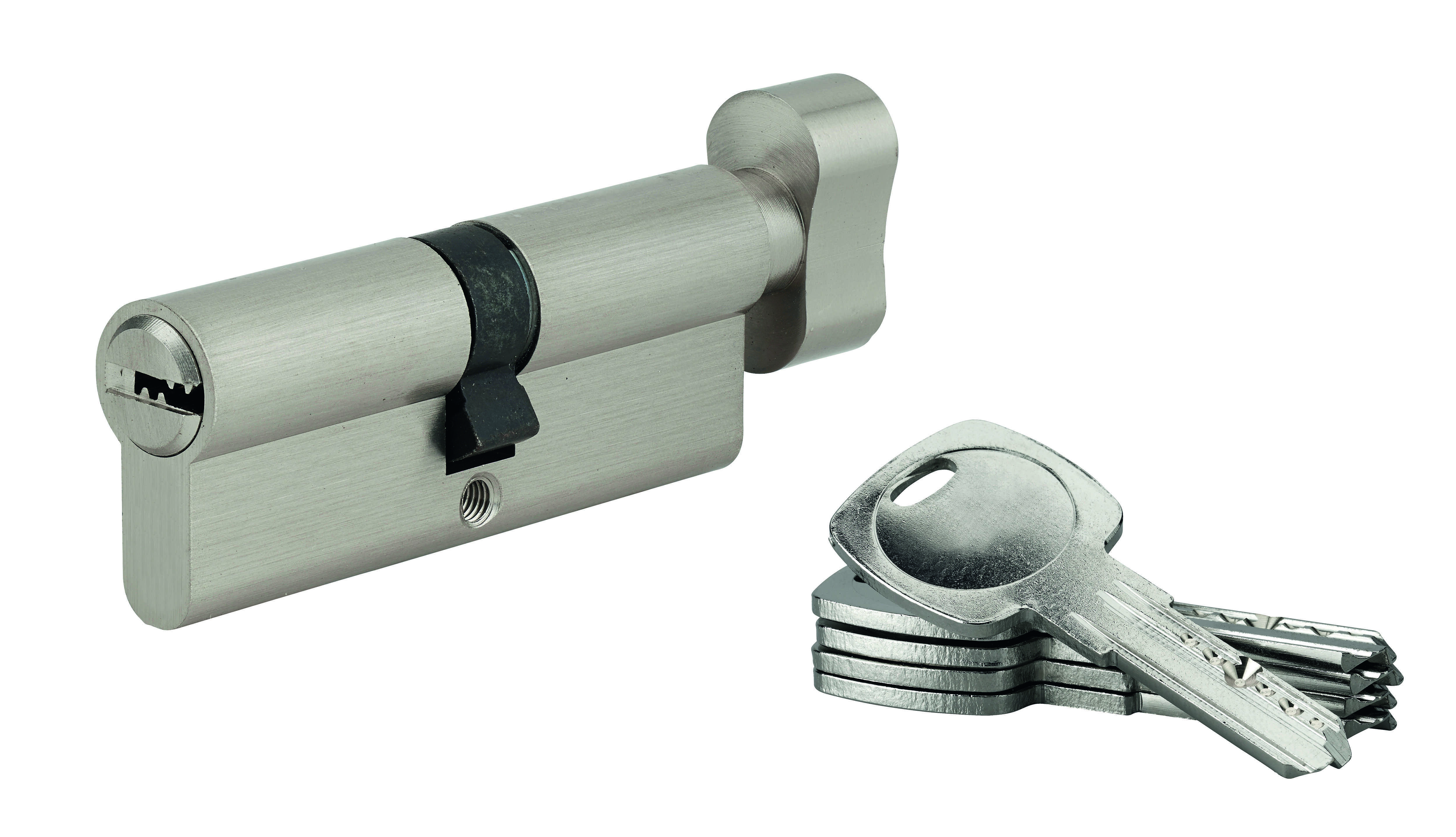 Cylindre de serrure avec bouton 40x40 mm nickelé, cylindre pour porte THIRARD