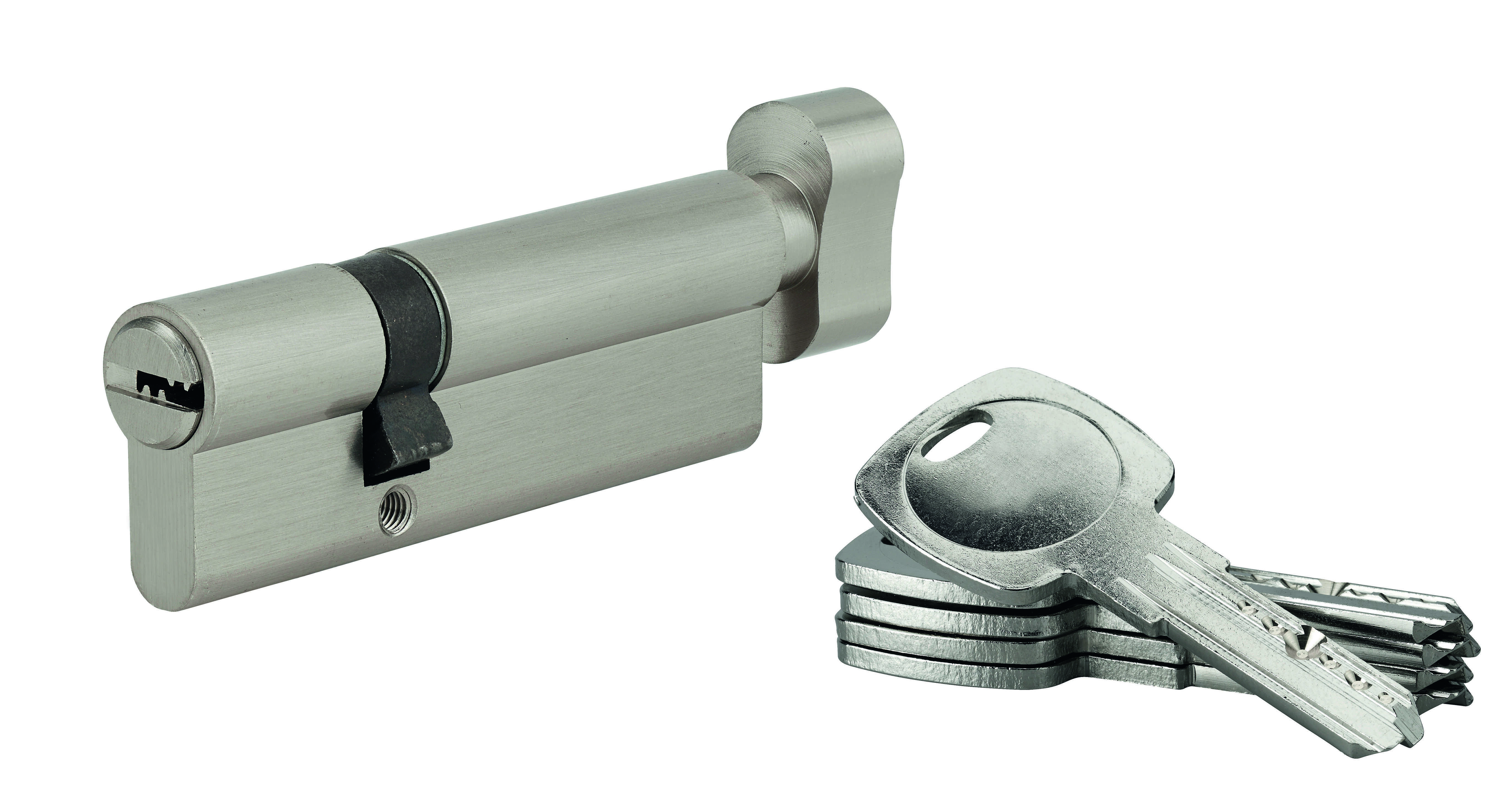 Cylindre de serrure avec bouton 60x30 mm nickelé Cylindre de porte THIRARD