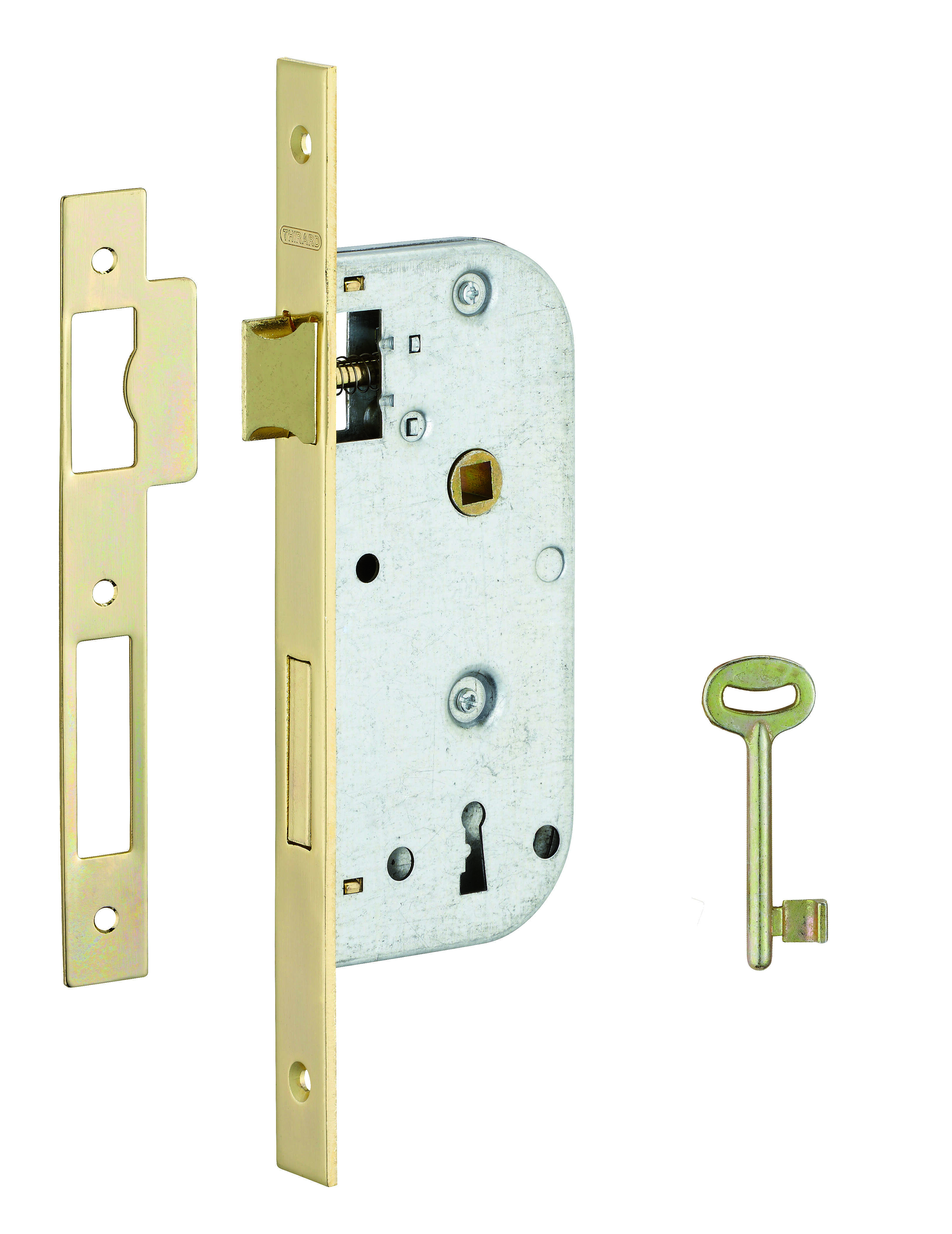 Serrure encastrable à clé pour porte de chambre, axe 40mm, bouts carrés, 1 clés - THIRARD