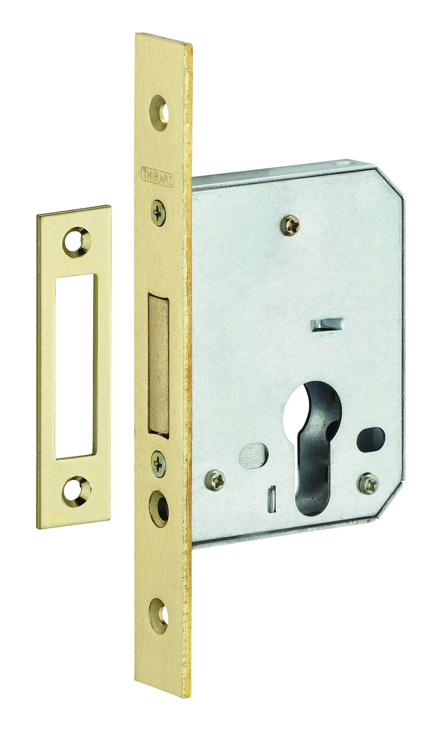 Boitier de serrure encastrable à cylindre pour porte d'entrée, axe 40mm, bouts carrés, pêne dormant seul  - THIRARD