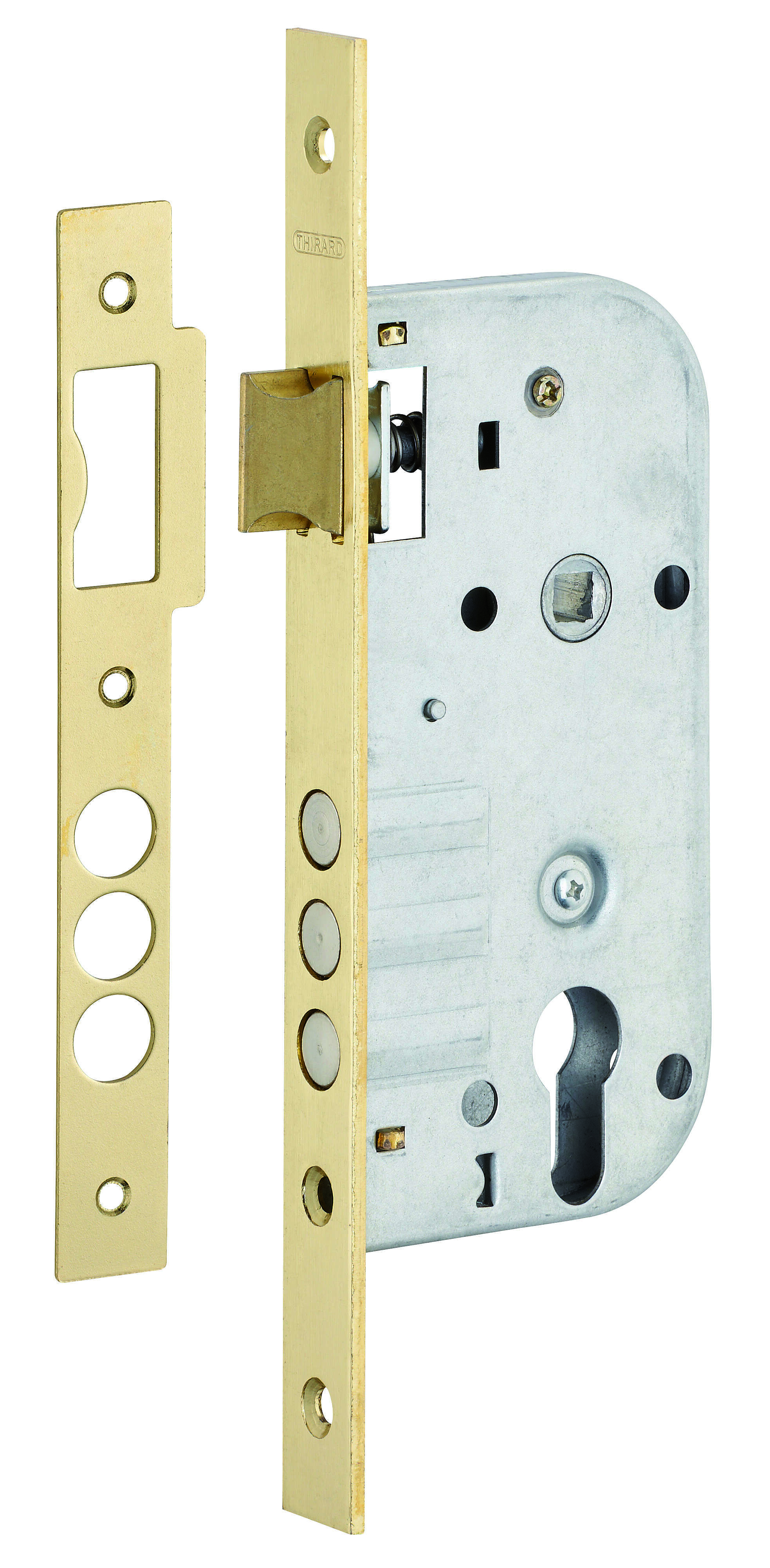 Boitier de serrure encastrable à cylindre pour porte d'entrée, axe 45mm, bouts carrés - THIRARD