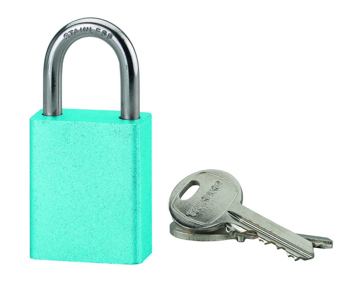 Cadenas à clé Cobble, aluminium, extérieur, anse inox, 38mm, bleu, 2 clés - THIRARD