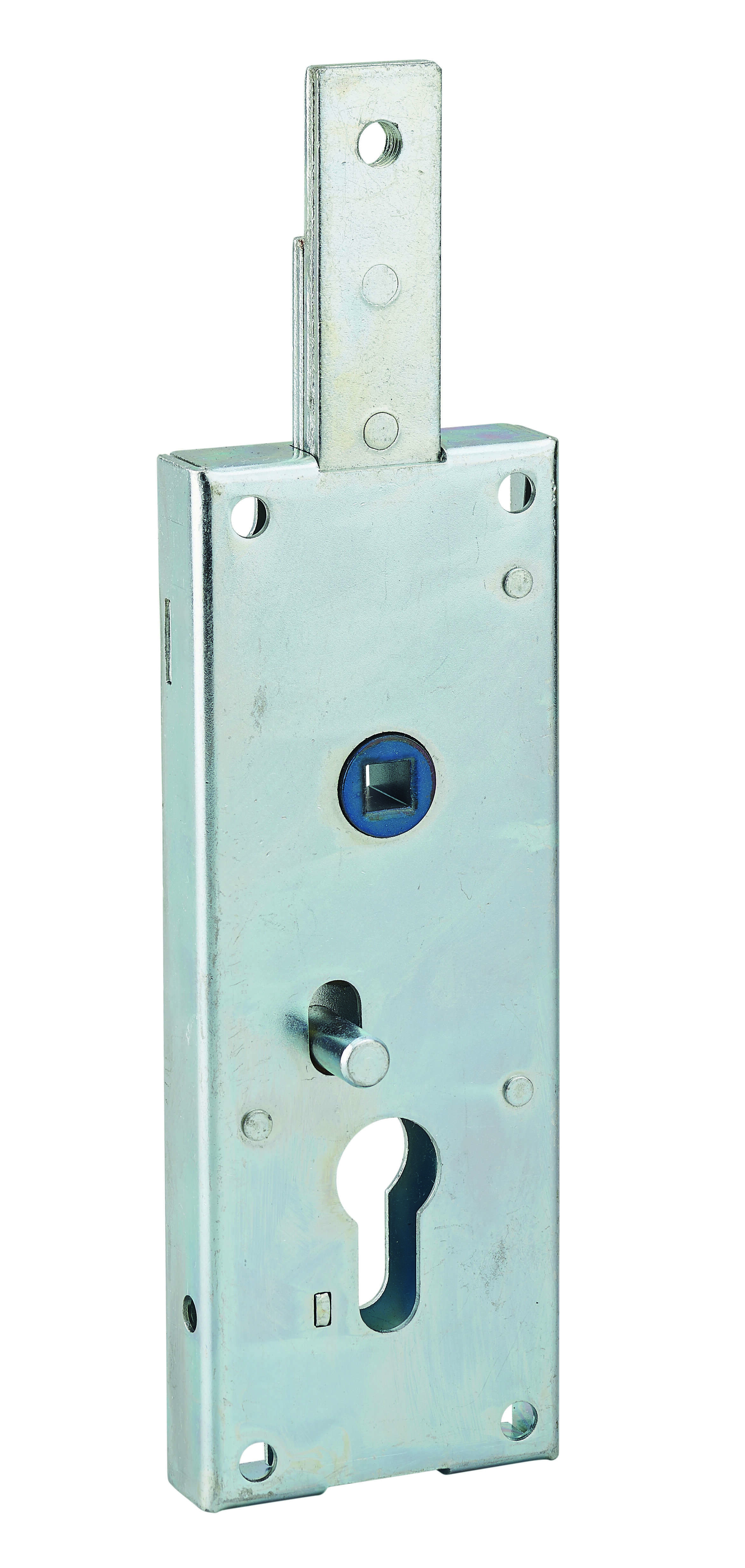 Boitier de serrure en applique à double entrée à fouillot pour garage basculante, 1pts haut, 60x160mm, carré 7mm, gris - THIRARD