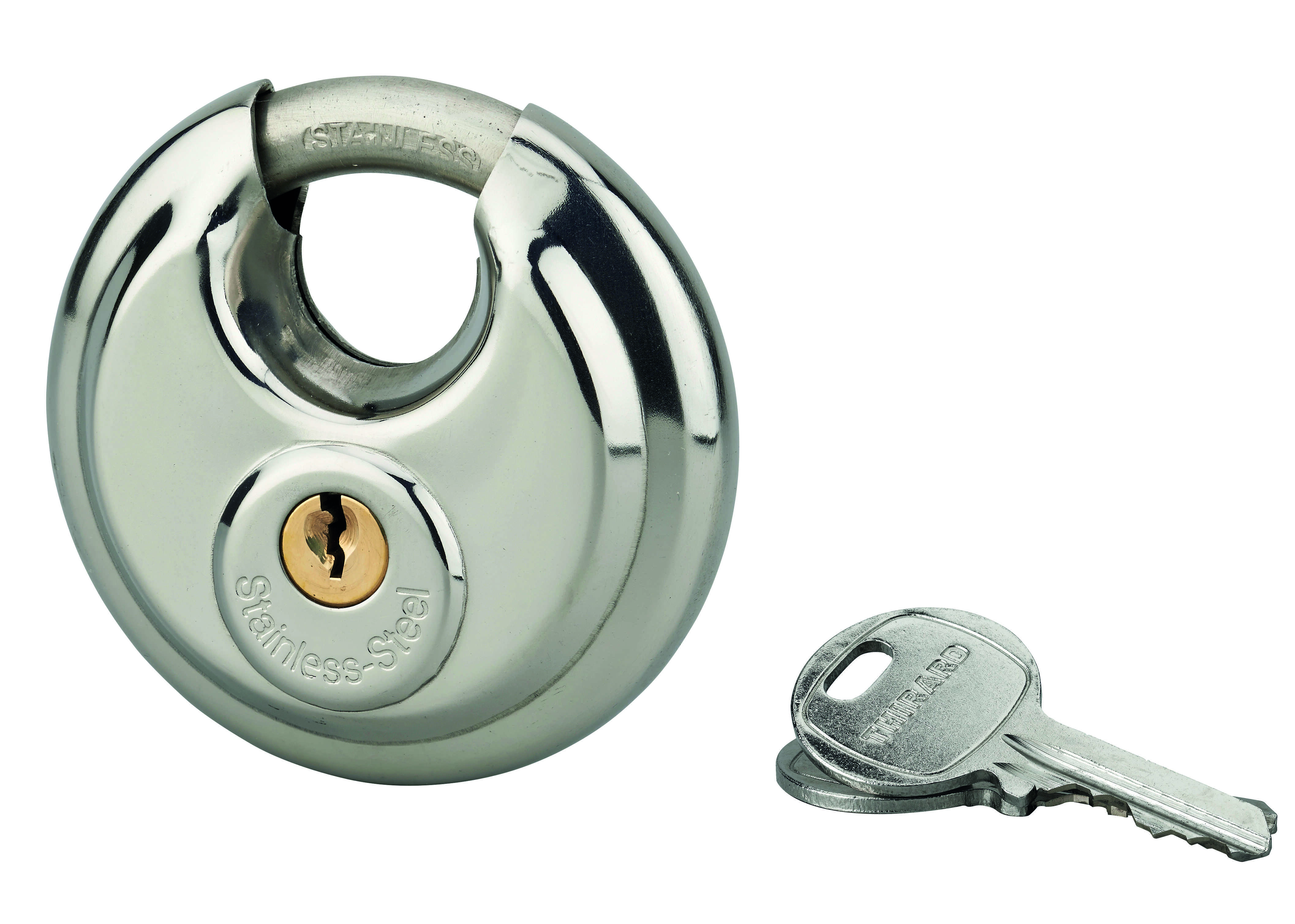 Cadenas à clé Astra UNIKEY (achetez-en plusieurs, ouvrez avec la même clé), 70mm, anse inox, 2 clés - THIRARD