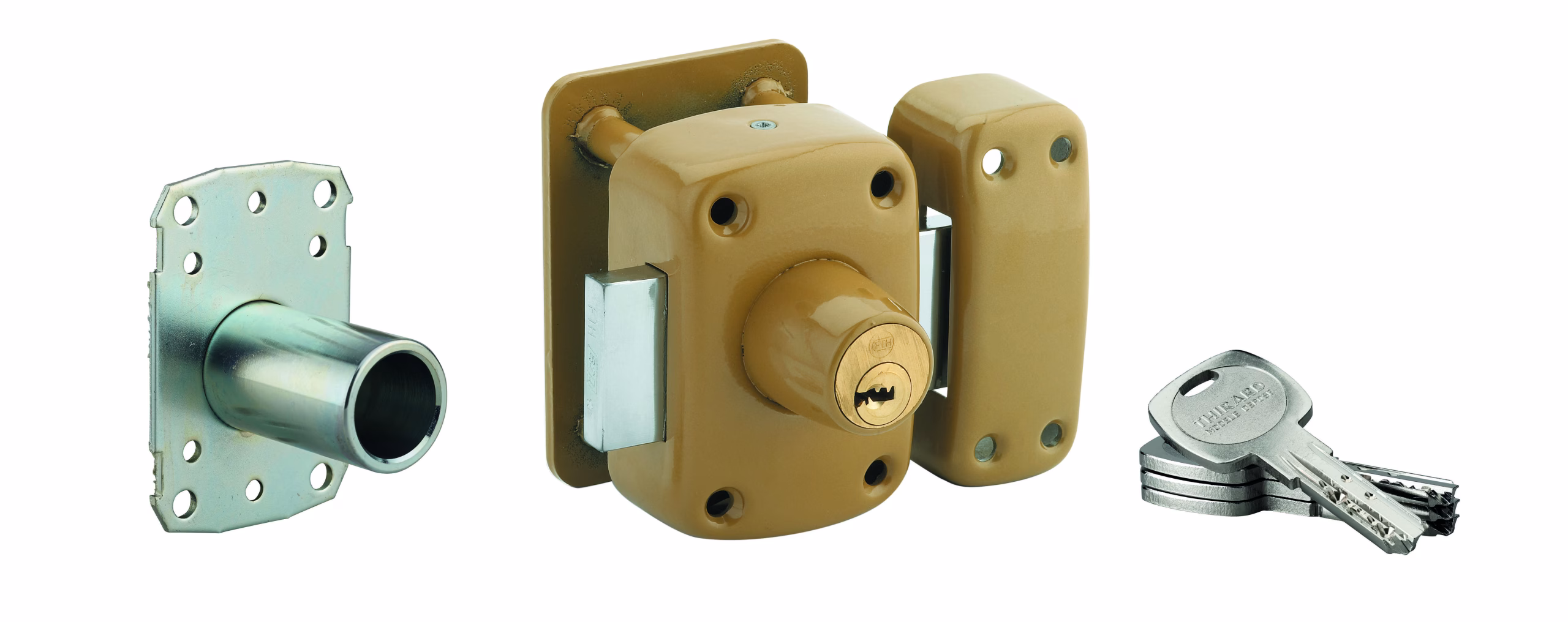 Verrou double entrée Transit 2 A2P* pour porte d'entrée, cylindre 45mm, acier, 4 clés, époxy bronze - THIRARD