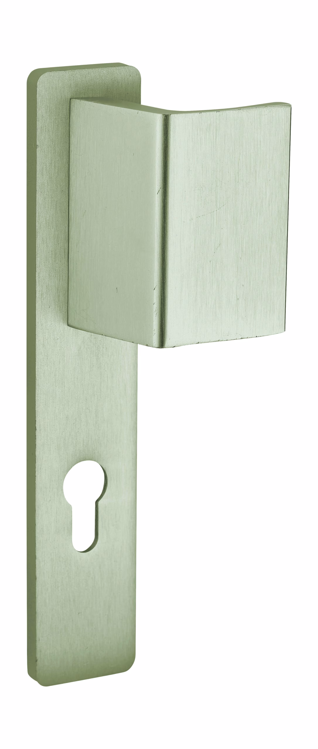 Poignée pour porte d'entrée palière renforcée Picardie trou de cylindre, carré 7mm, entr'axes 195mm, couleur champagne - THIRARD