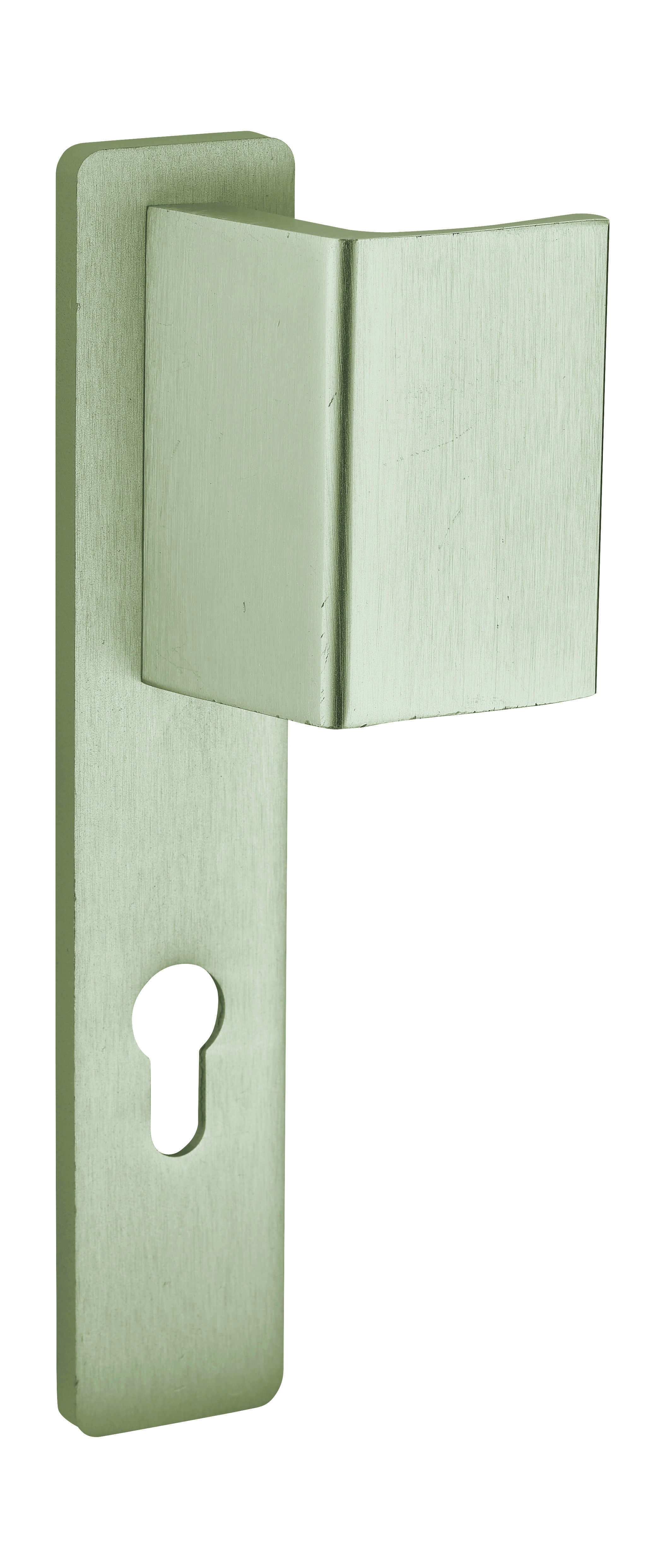 Poignée pour porte d'entrée palière renforcée Picardie trou de cylindre, carré 7mm, entr'axes 195mm, couleur champagne - THIRARD