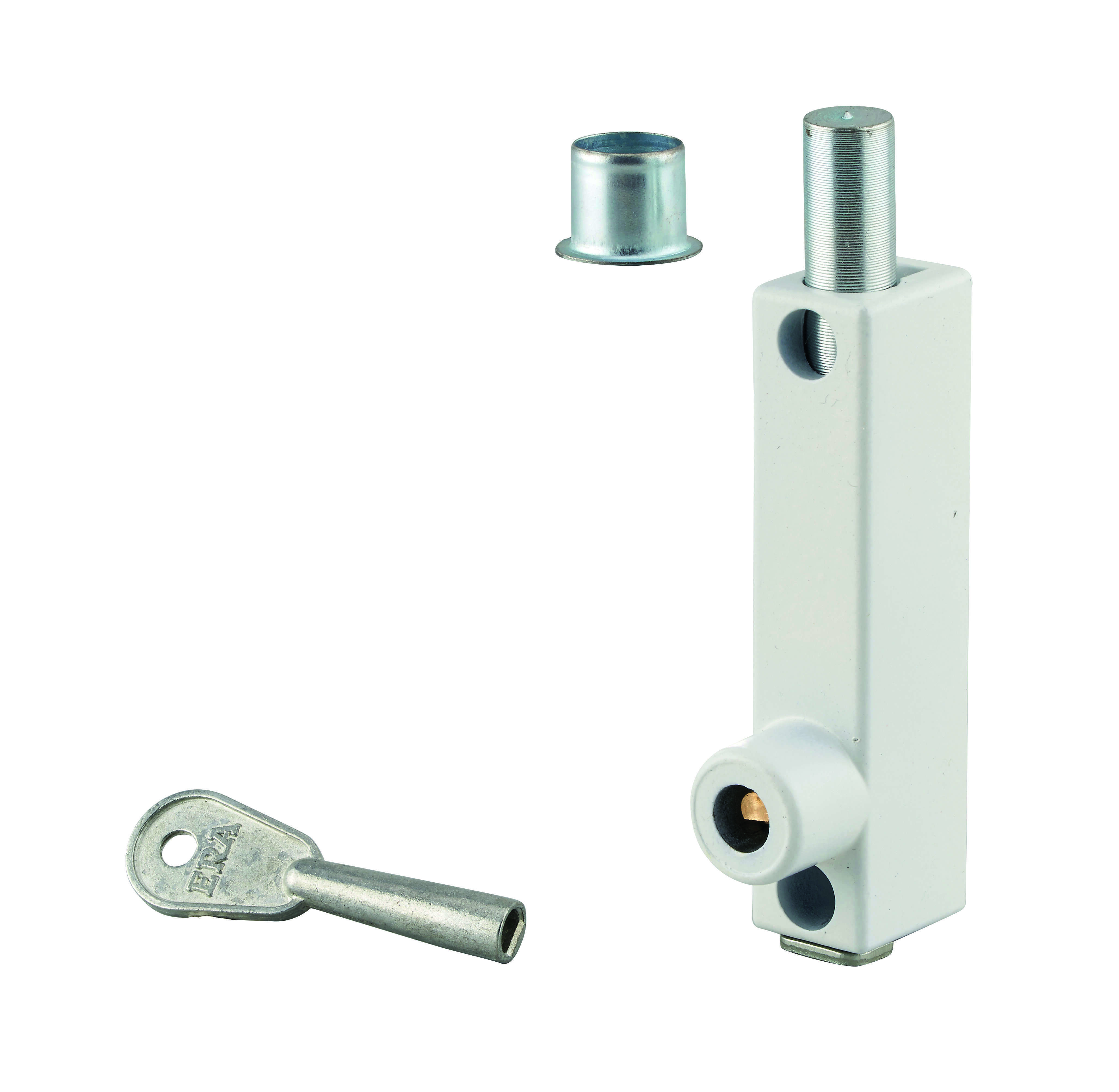 Verrou à clé pour fenêtre et porte, blanc, 1 clé - THIRARD