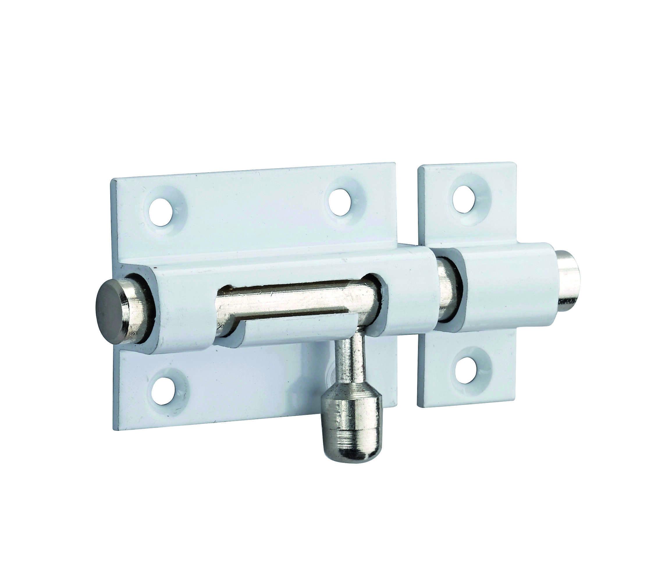 Targette, laiton poli blanc, pêne Ø 8mm, 40x30mm - THIRARD