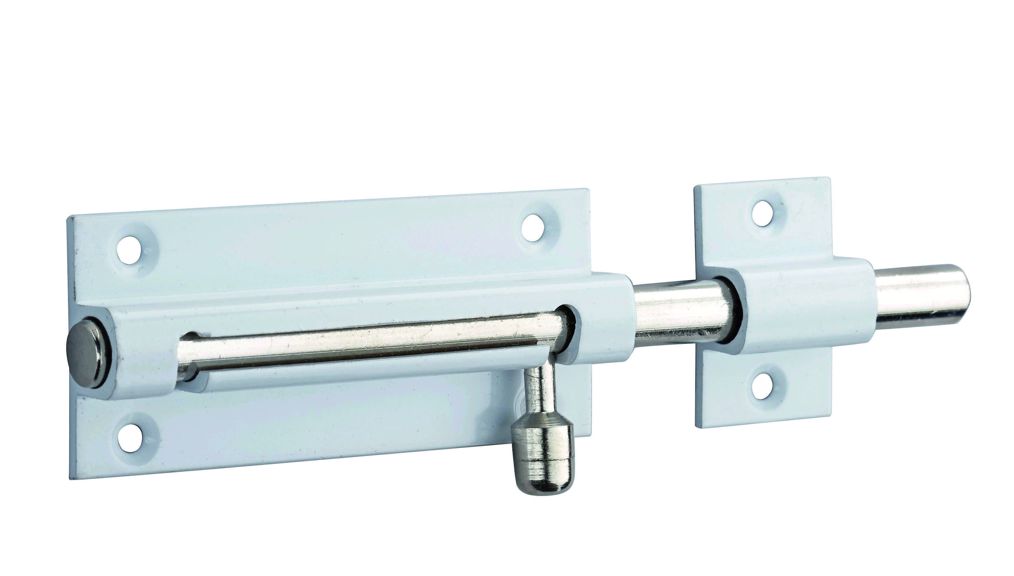 Targette pour porte de meuble, laiton poli blanc, pêne Ø 8mm, 70x30mm - THIRARD