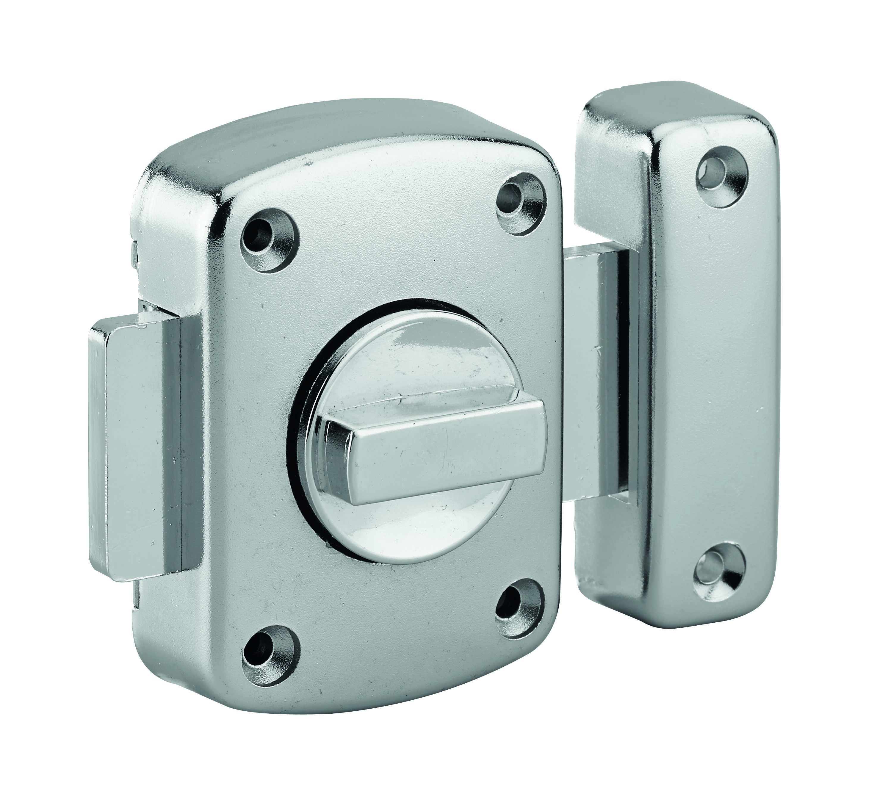 Verrou à bouton Alouette pour porte intérieure, 50mm, acier, époxy argent - THIRARD