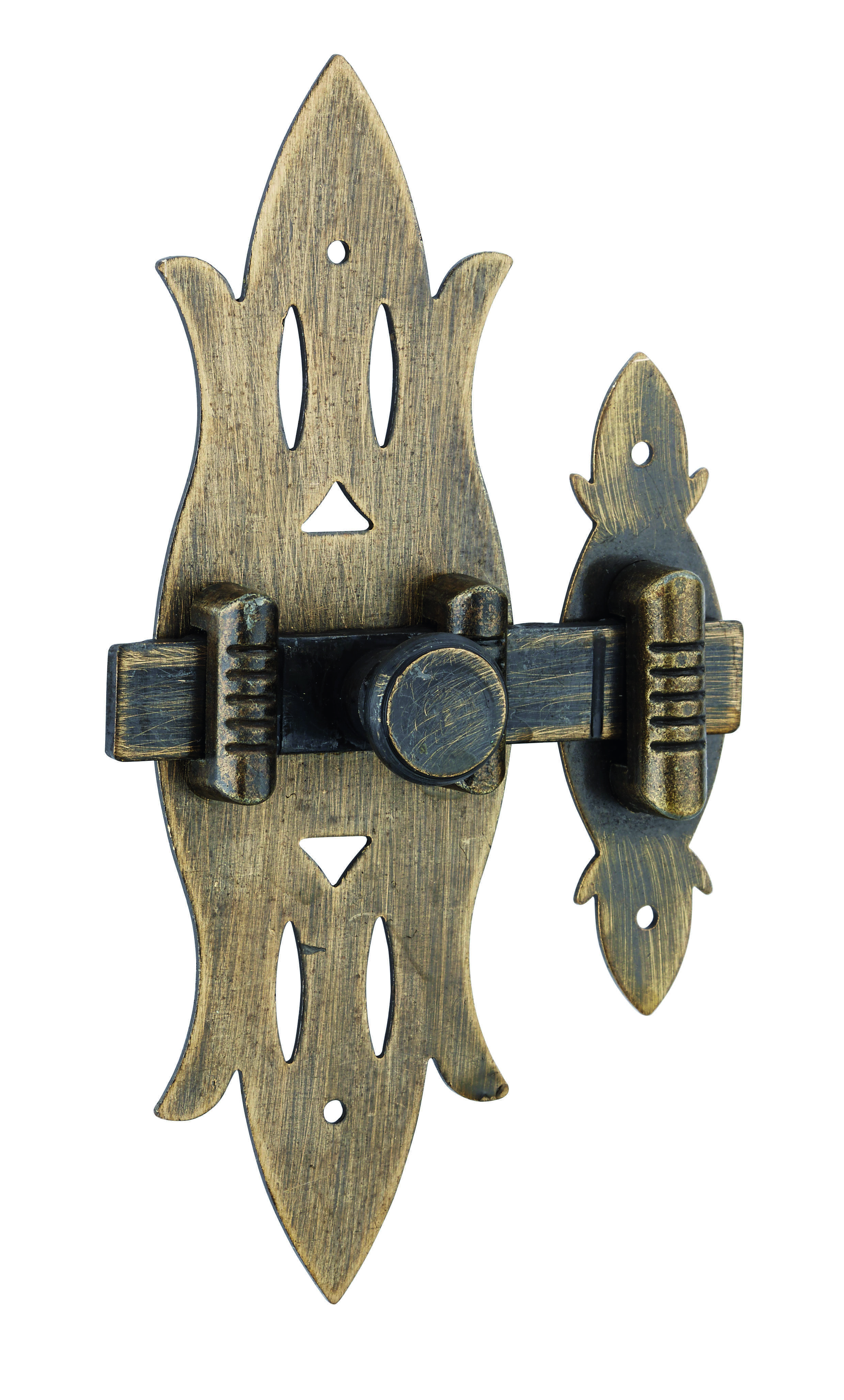 Verrou de meuble Rustique, 40x130mm, laiton patiné - THIRARD