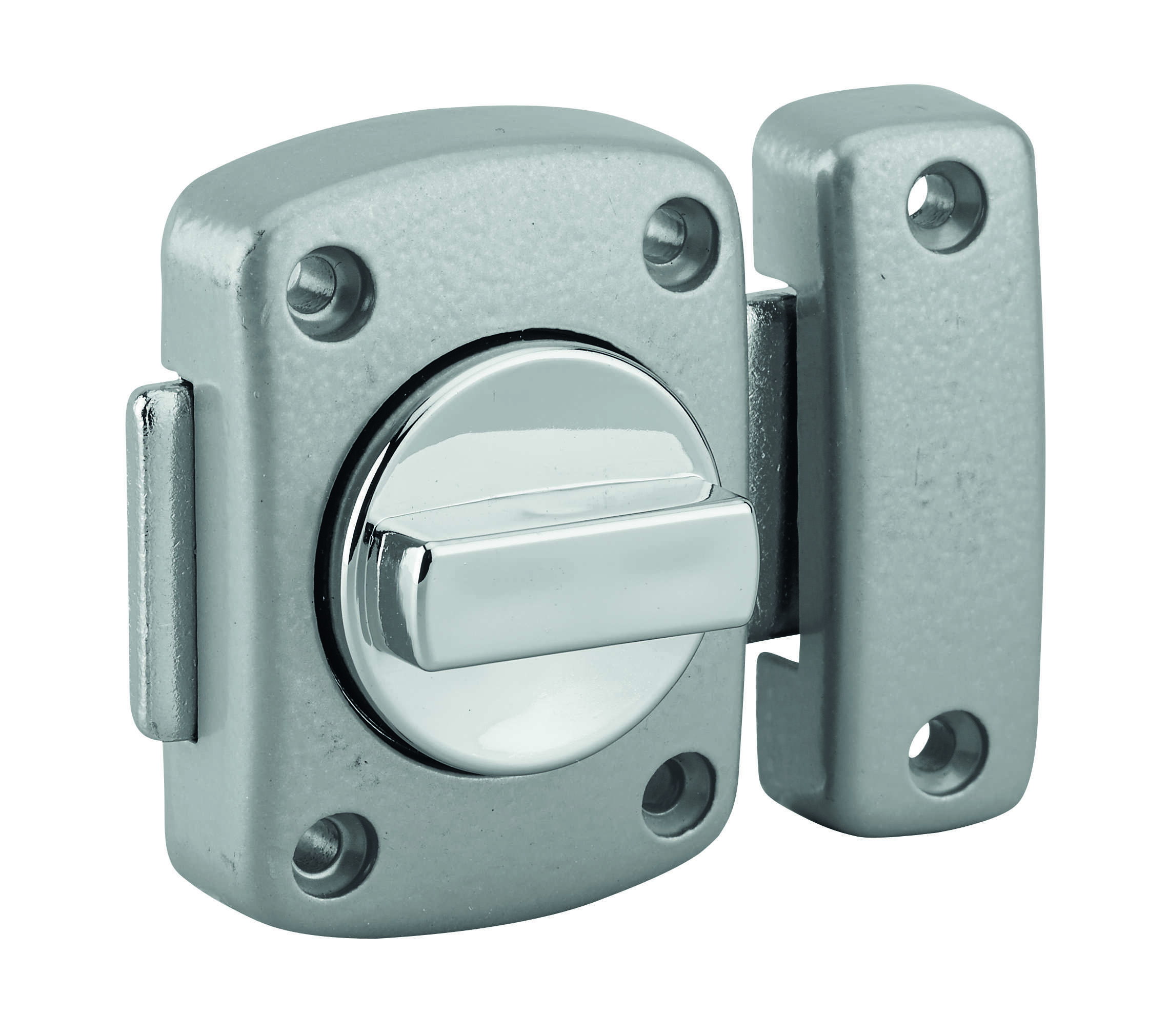 Verrou à bouton Alouette pour porte intérieure, 40mm, acier, époxy argent - THIRARD