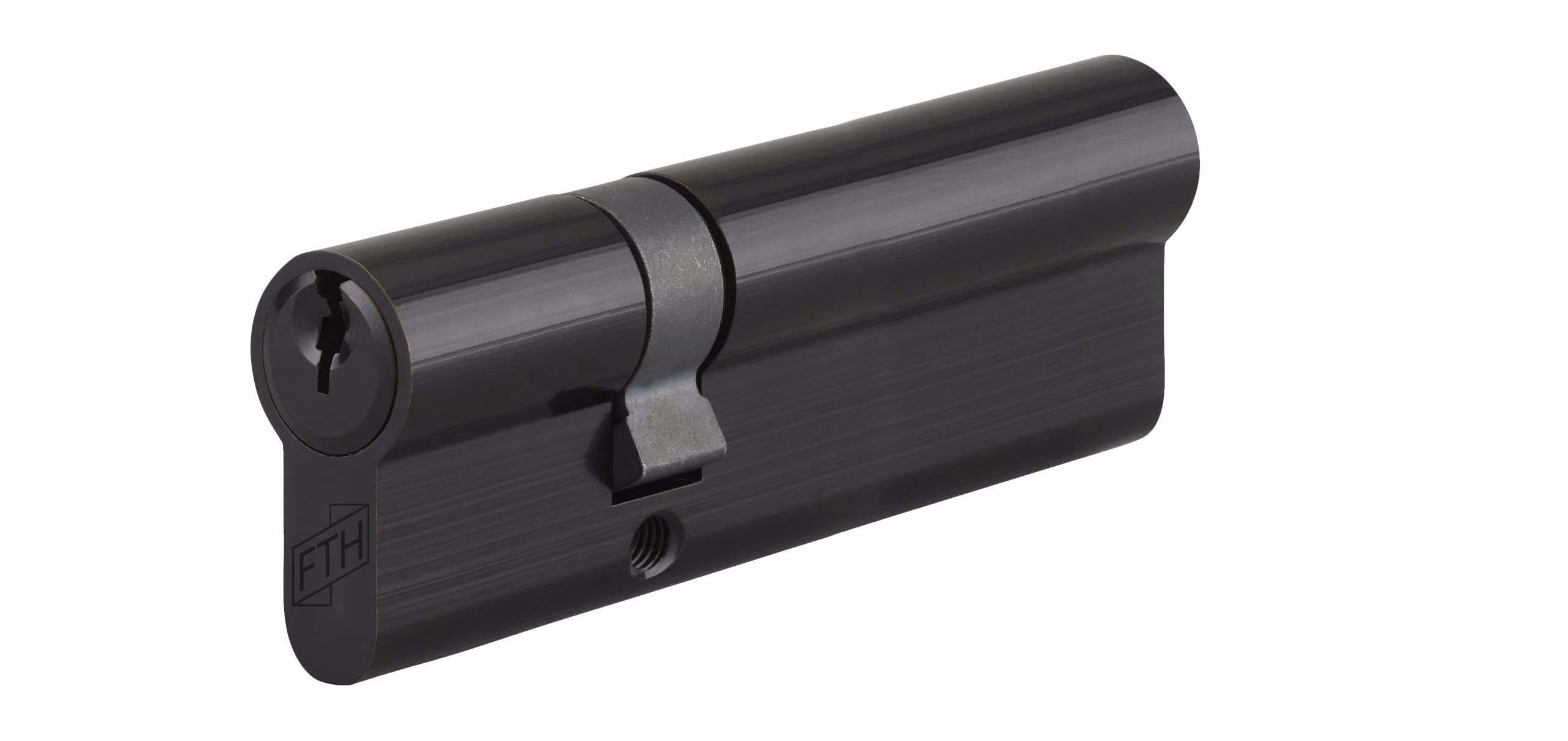 Cylindre de serrure double entrée FTH 5G, 30x60mm, cylindre et clés en laiton, noir mat, 3 clés crantées - FTH
