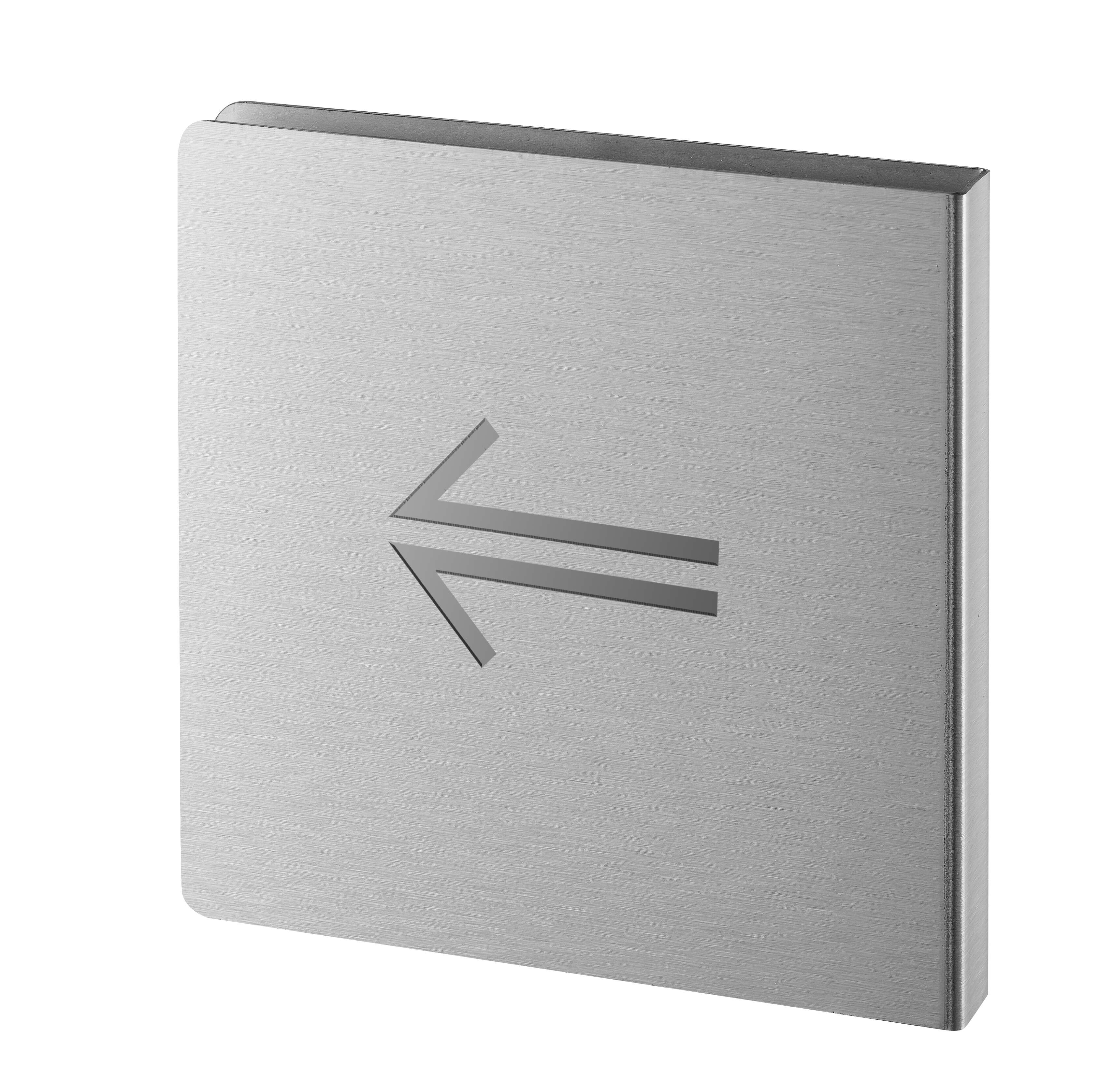 flèches gauche Découpé inox brossé 120x120 mm