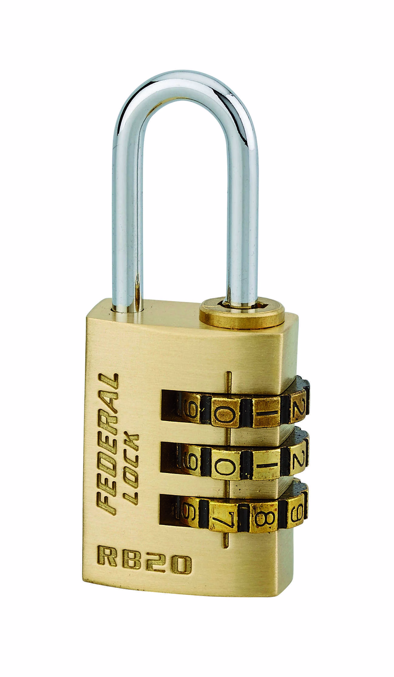 Cadenas à combinaison RB, laiton, 3 chiffres, intérieur, anse acier, 20mm - THIRARD
