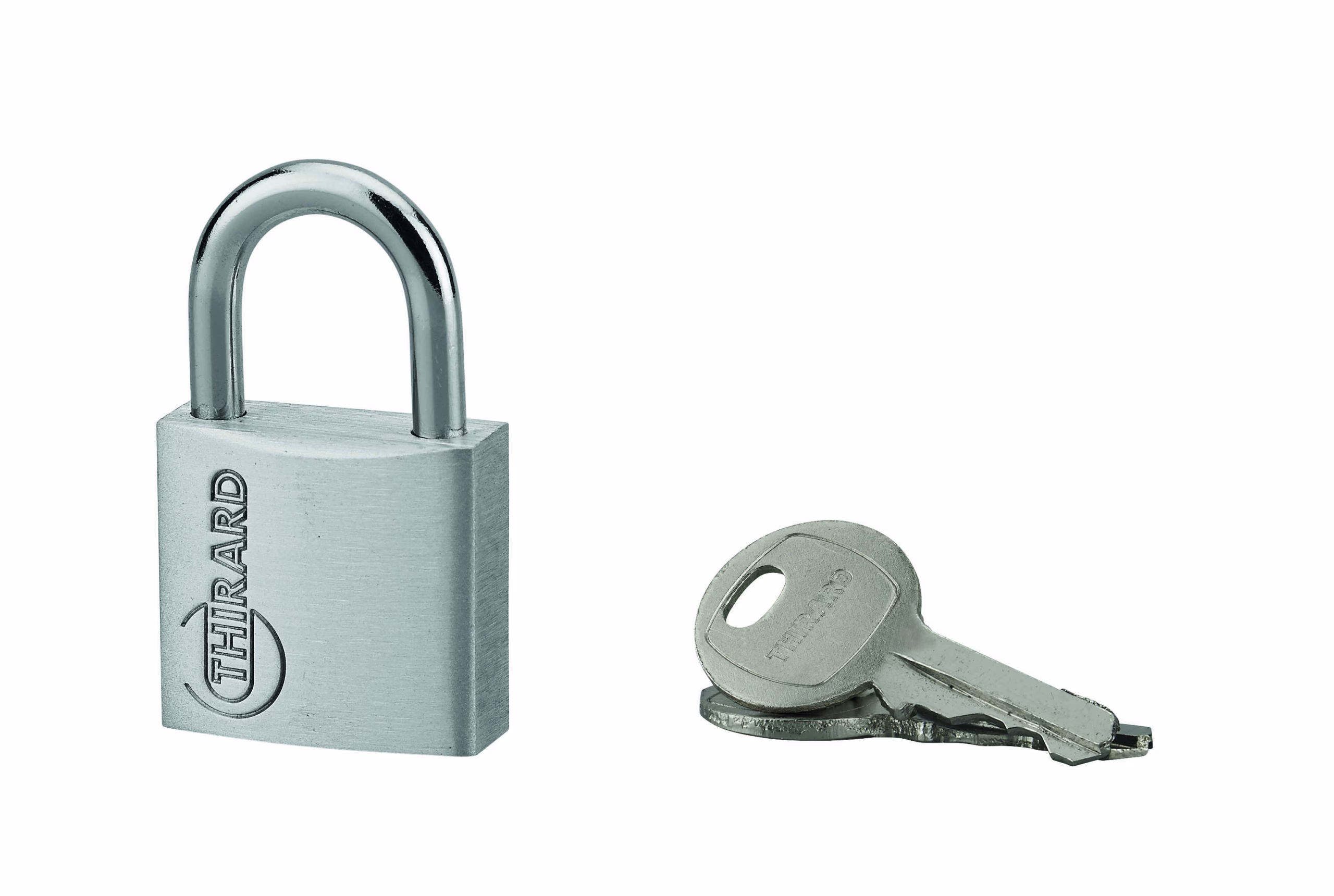 Cadenas à clé Maxium, extérieur, alu, 30mm, anse acier nickelé, 2 clés - THIRARD