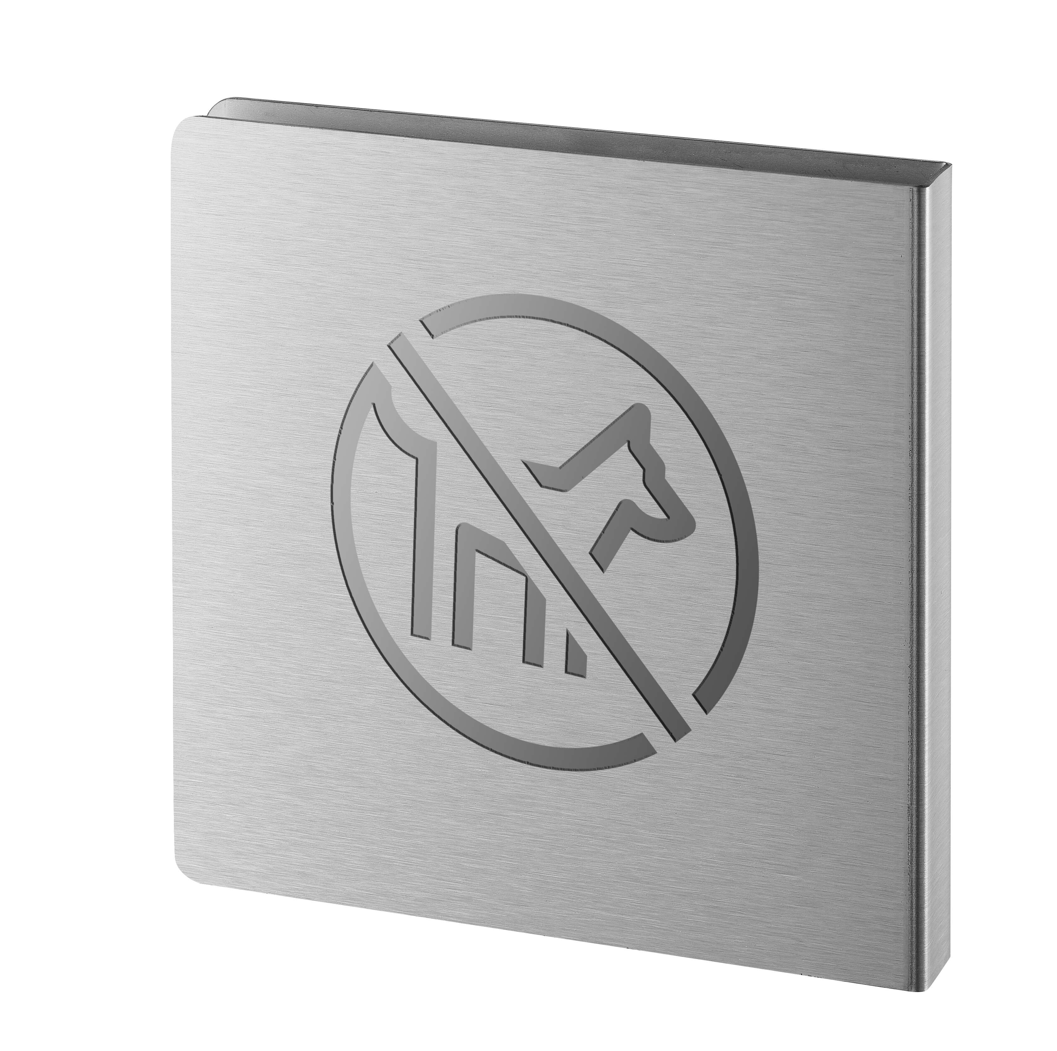 Chien interdit Découpé inox brossé 120x120 mm