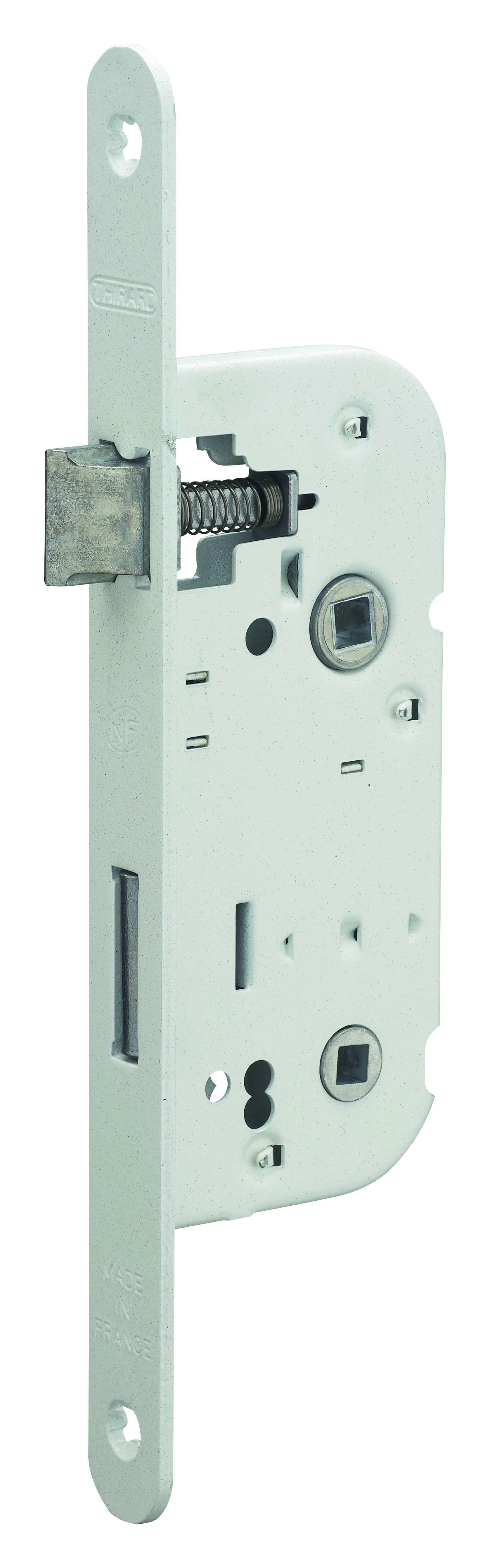 Serrure axe 40mm NF à condamnation V/BR blanche (50 pièces non décolisable)