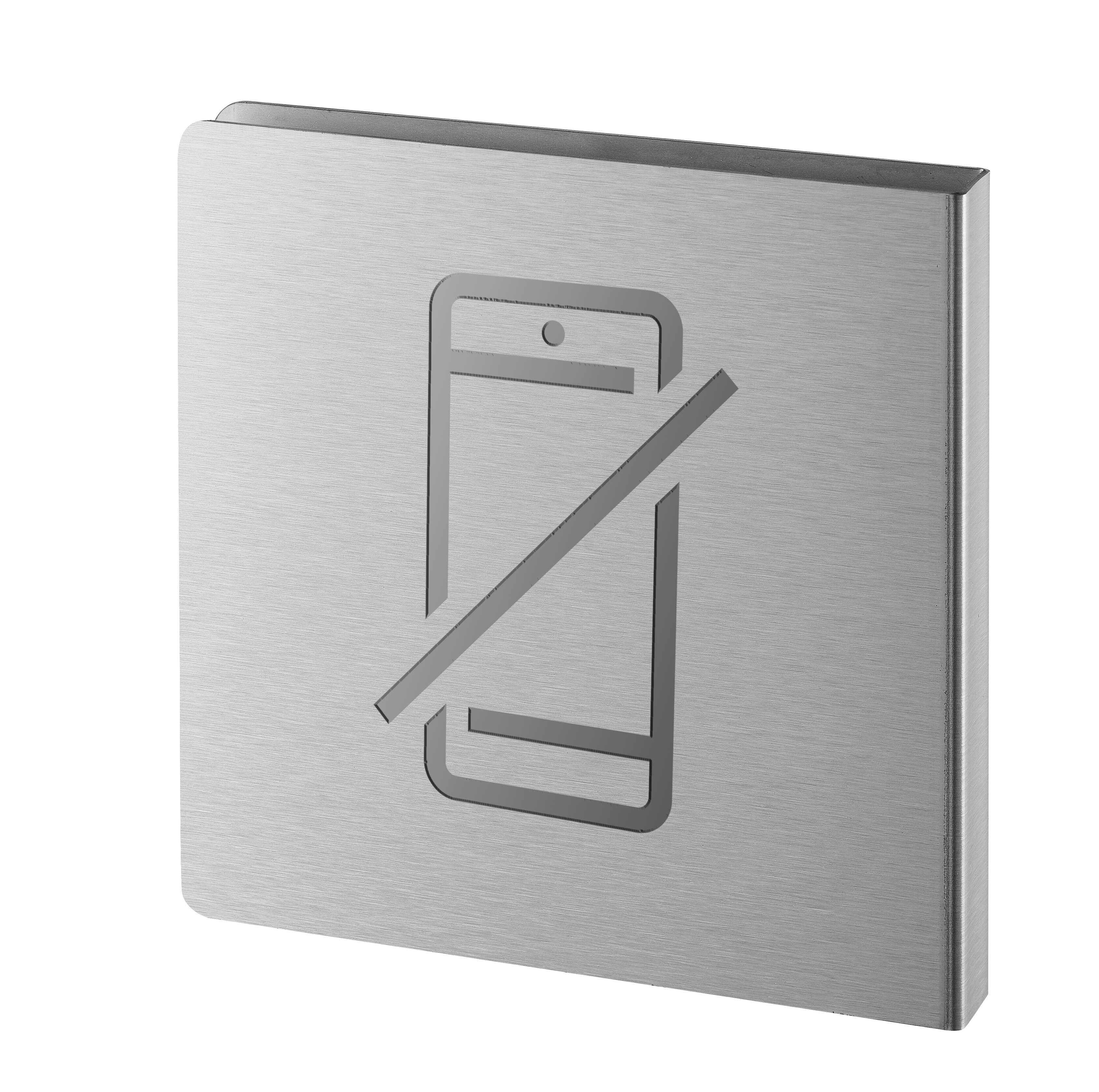 Téléphone portable interdit inox brossé 120x120 mm